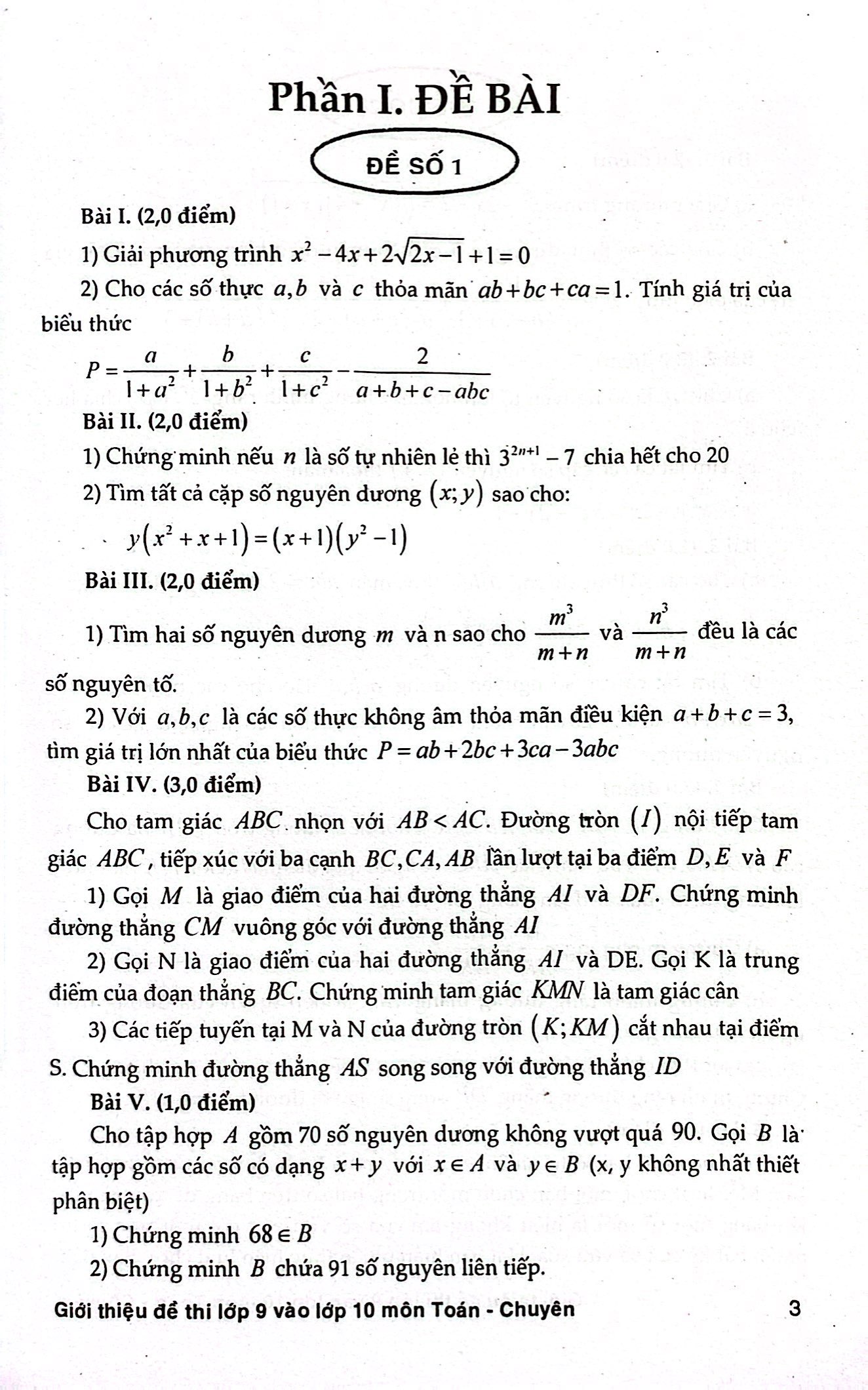 giới thiệu đề thi lớp 9 vào lớp 10 môn toán chuyên - Ảnh 3