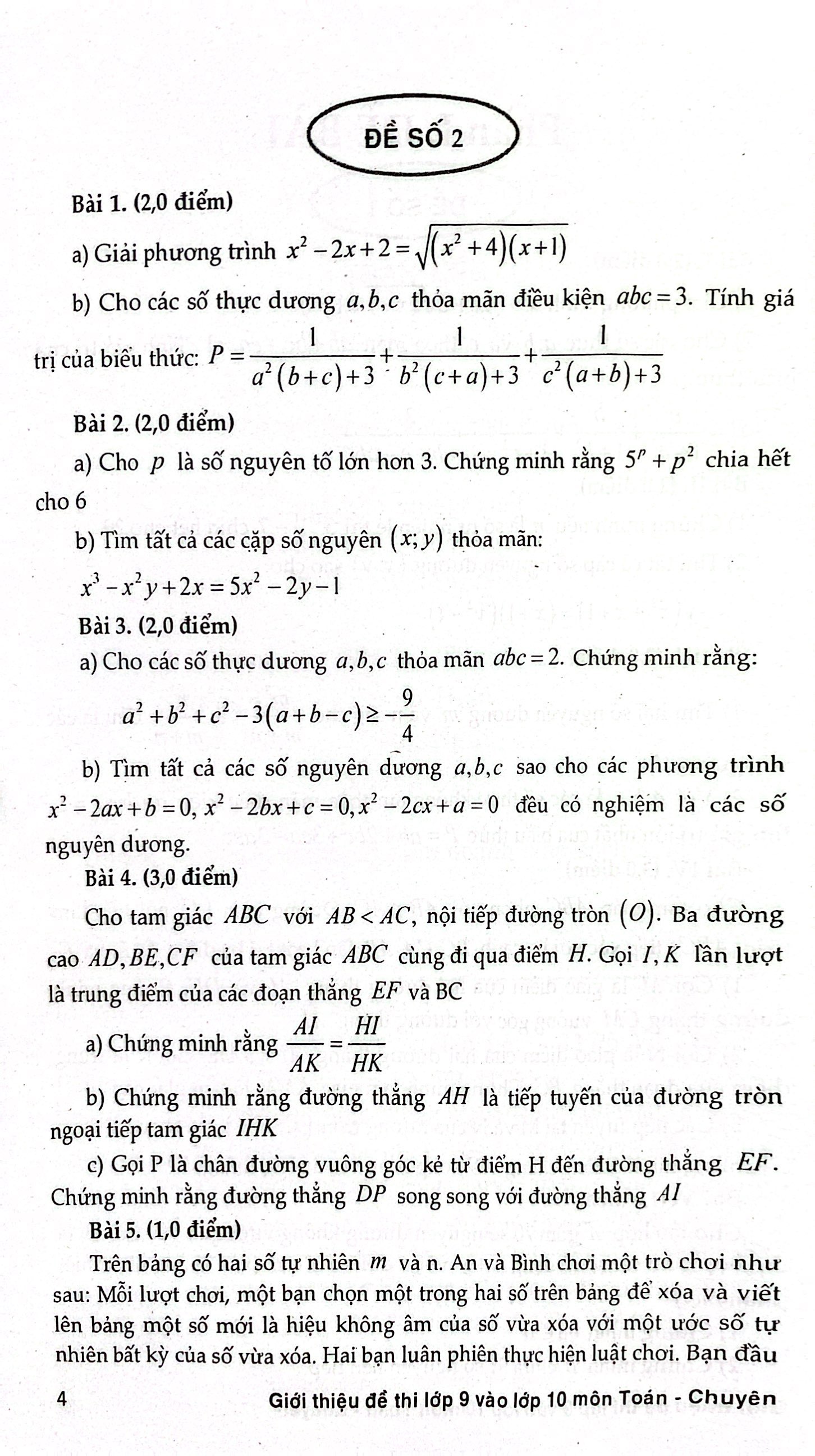 giới thiệu đề thi lớp 9 vào lớp 10 môn toán chuyên - Ảnh 4