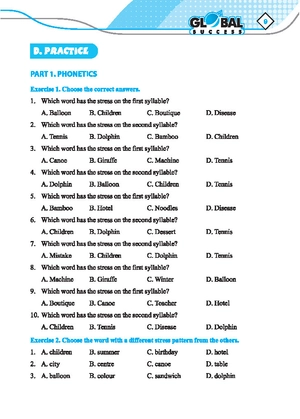 global success - bài tập bổ trợ và nâng cao tiếng anh lớp 5 - tập 1 (có đáp án) - Ảnh 8