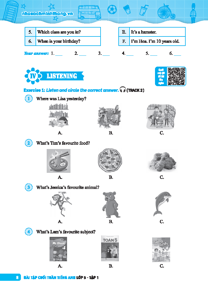 Global Success - Bai Tap Cuoi Tuan Tieng Anh Lop 5 - Tap 1 (Co Dap An) - Ảnh 7