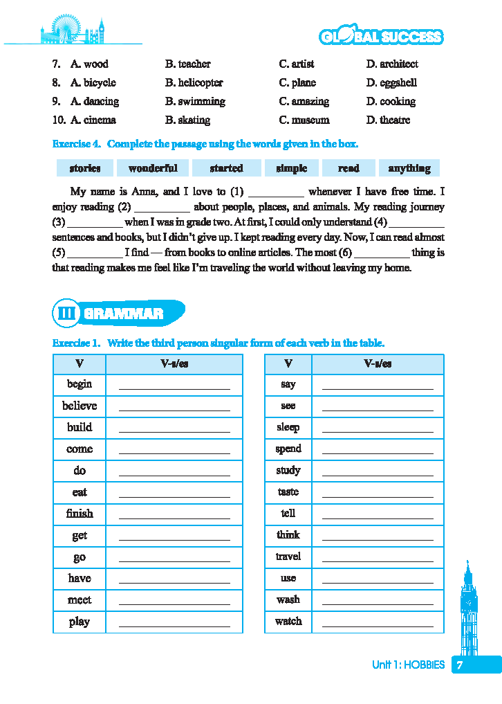 Global Success - Bài Tập Cuối Tuần Tiếng Anh Lớp 7 - Tập 1 (Có Đáp Án) - Ảnh 6