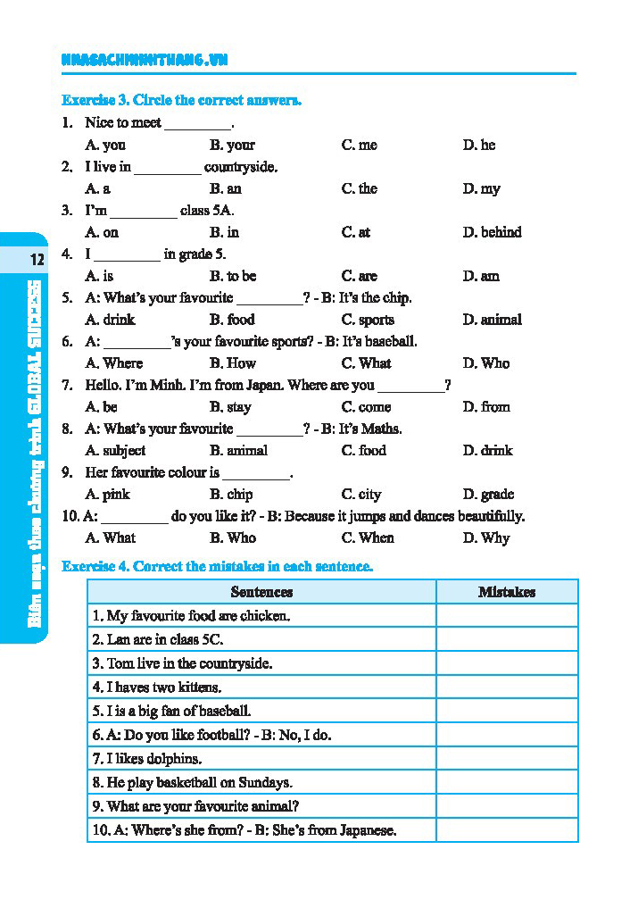 global success - bài tập tiếng anh 5 - không đáp án - Ảnh 10