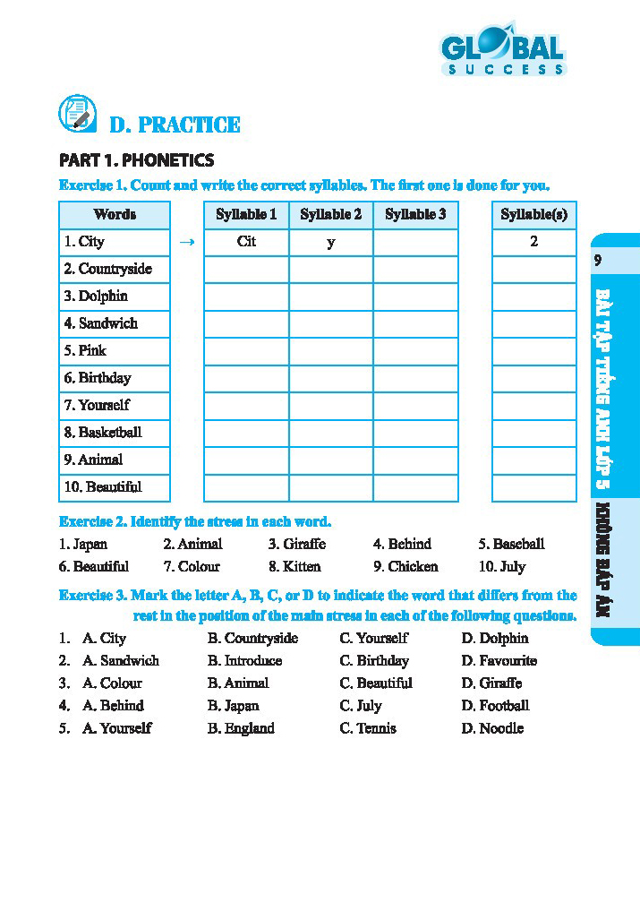 global success - bài tập tiếng anh 5 - không đáp án - Ảnh 7