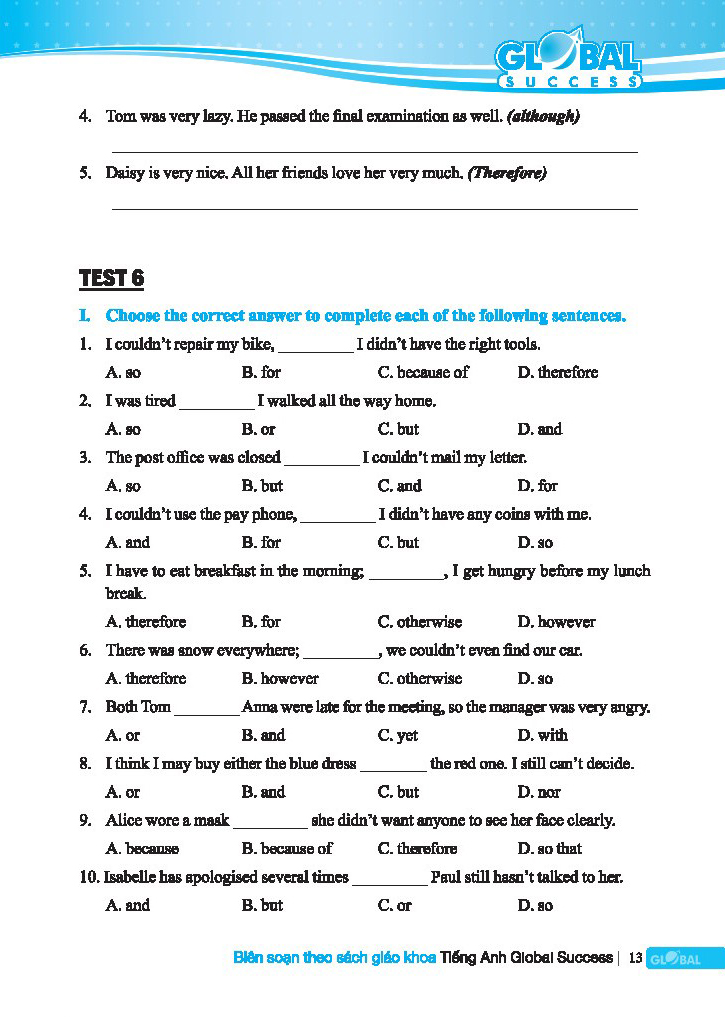 global success - bộ đề kiểm tra tiếng anh lớp 8 - tập 1 (có đáp án) - Ảnh 10