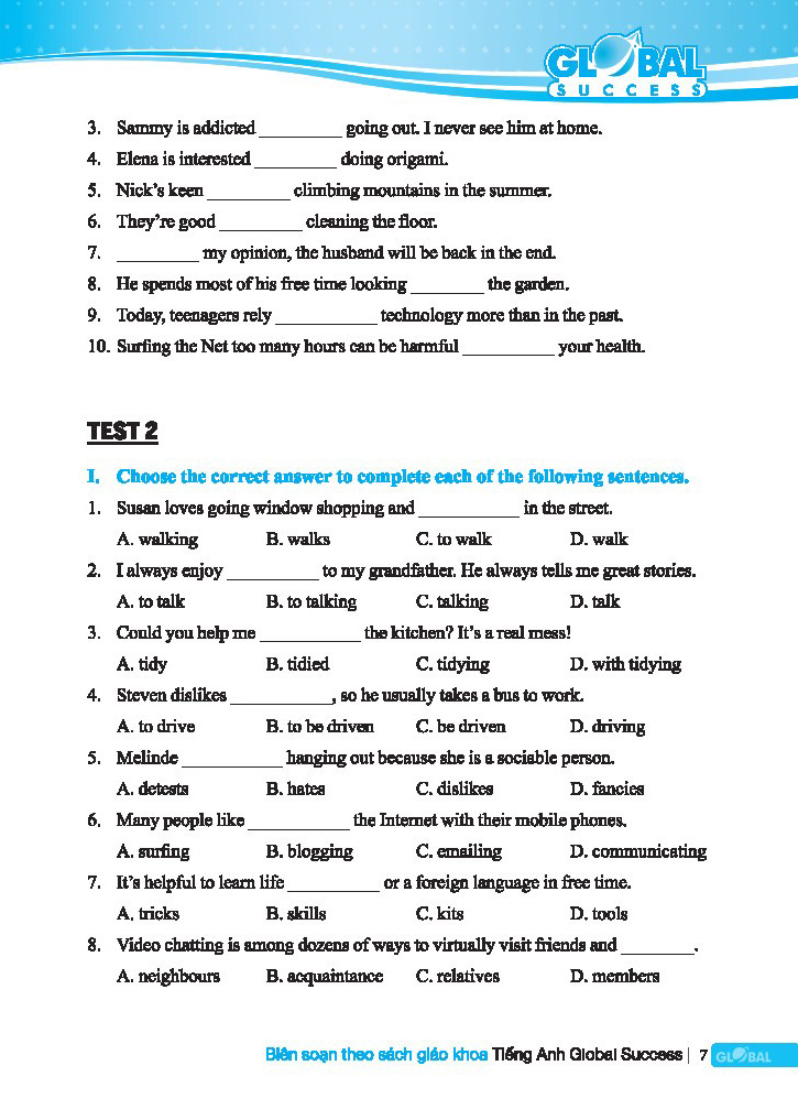 global success - bộ đề kiểm tra tiếng anh lớp 8 - tập 1 (có đáp án) - Ảnh 6