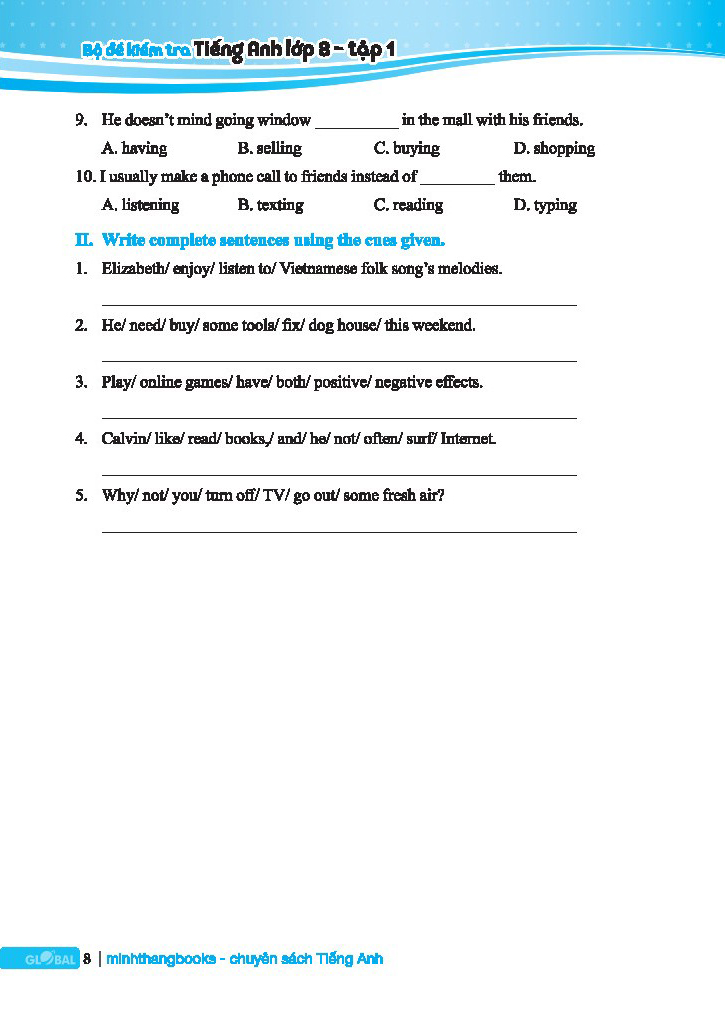 global success - bộ đề kiểm tra tiếng anh lớp 8 - tập 1 (có đáp án) - Ảnh 8