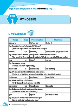 global success - luyện chuyên sâu ngữ pháp và từ vựng tiếng anh lớp 7 - tập 1 (tái bản) - Ảnh 3
