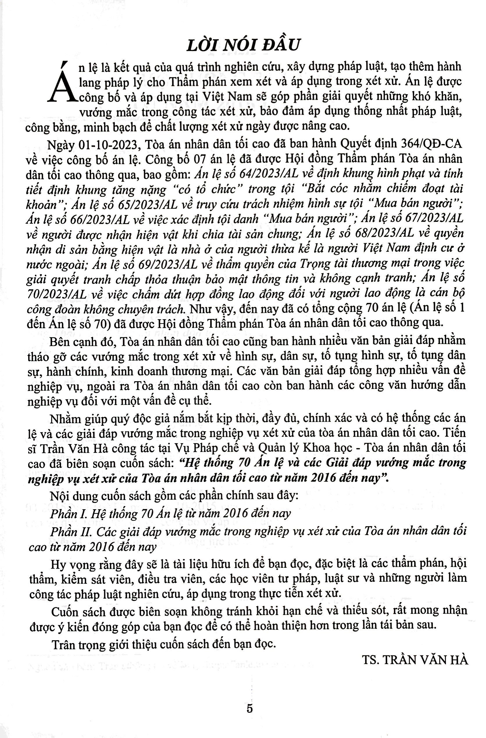 hệ thống 70 án lệ và các giải đáp vướng mắc trong nghiệp vụ xét xử của tòa án nhân dân tối cao từ năm 2016 đến nay - Ảnh 3