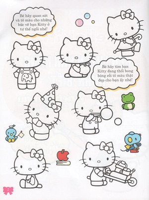 hello kitty - rèn luyện khả năng nhận biết (tô màu) - Ảnh 3