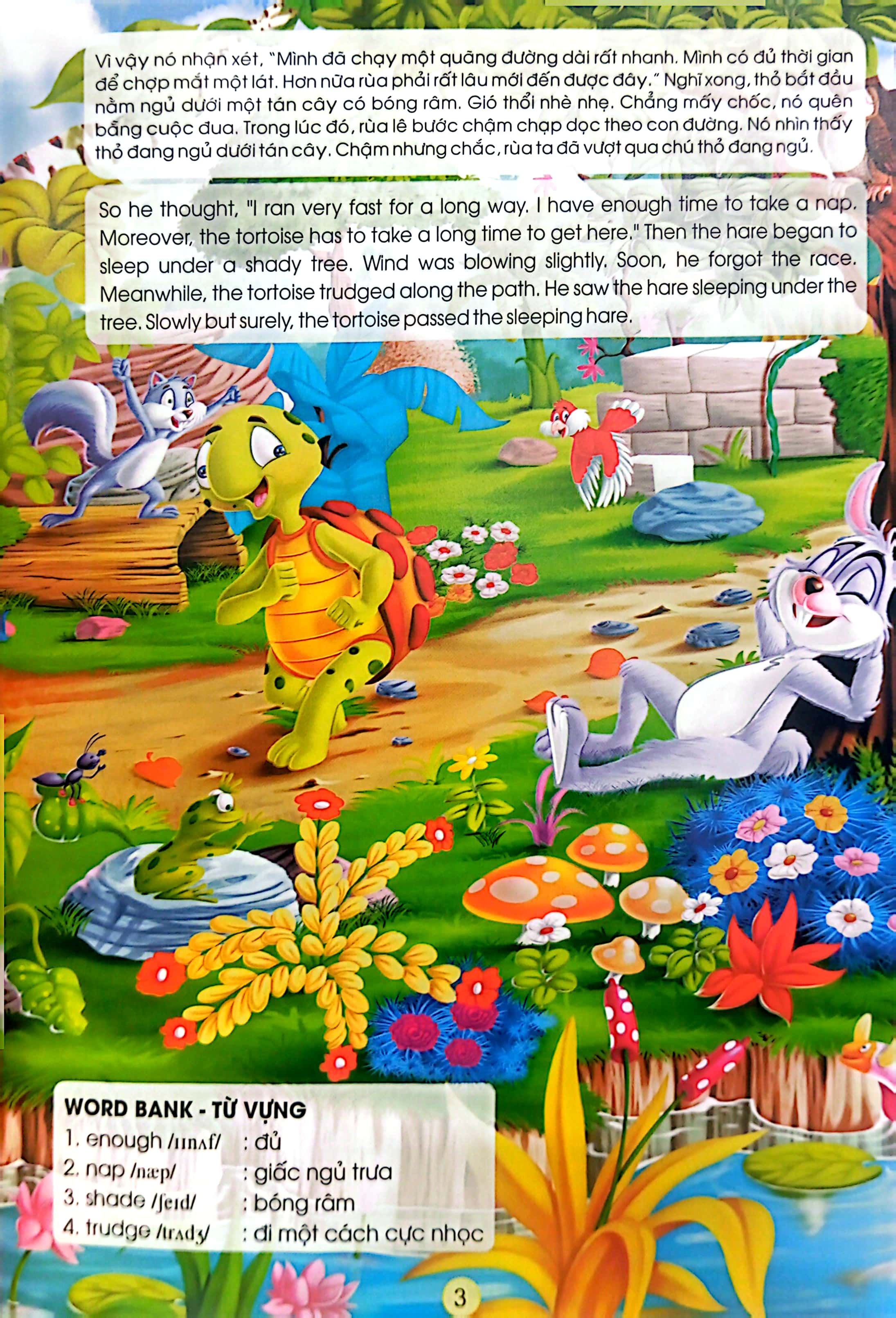 học tiếng anh song ngữ qua truyện ngụ ngôn - thỏ và rùa - Ảnh 5