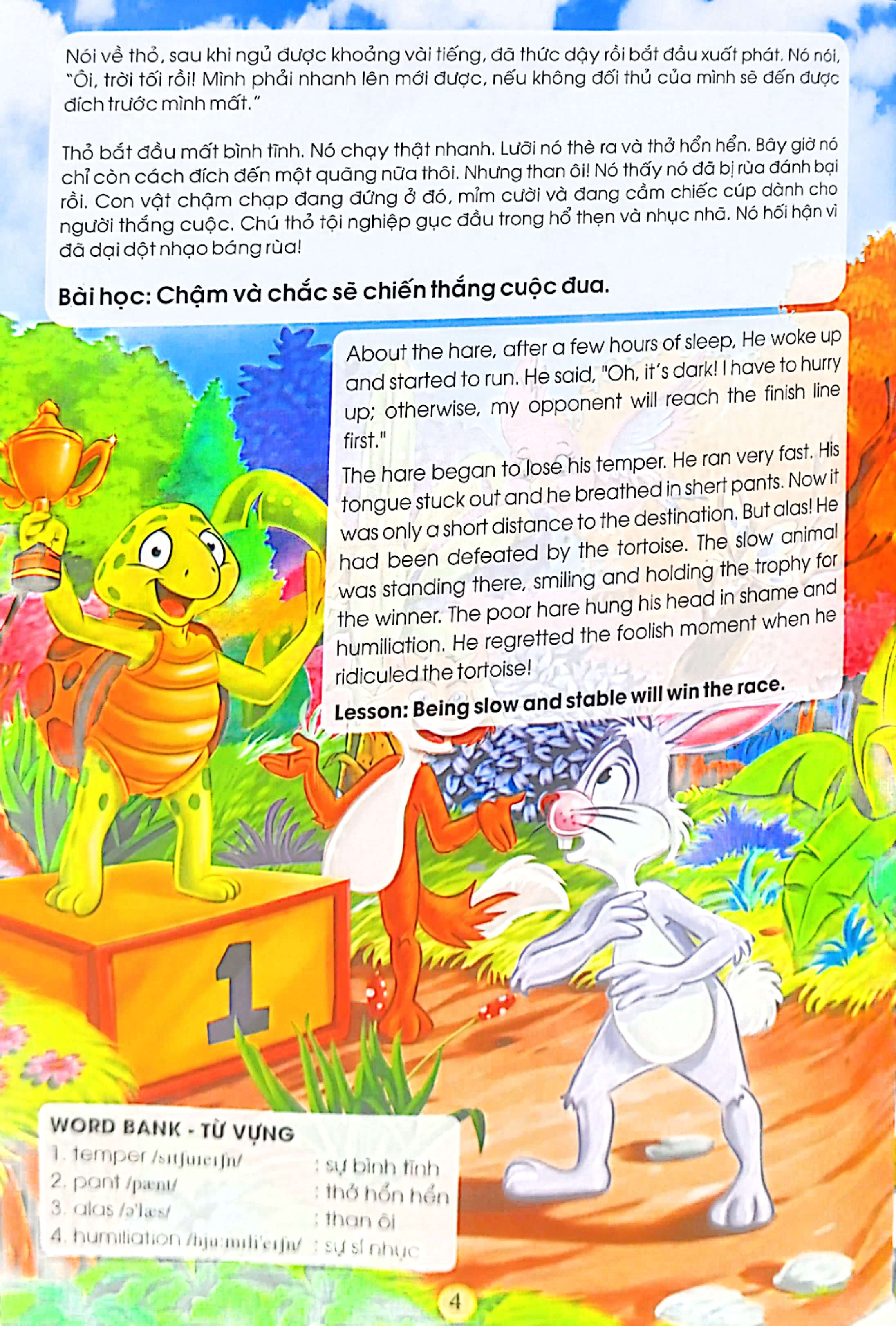 học tiếng anh song ngữ qua truyện ngụ ngôn - thỏ và rùa - Ảnh 6