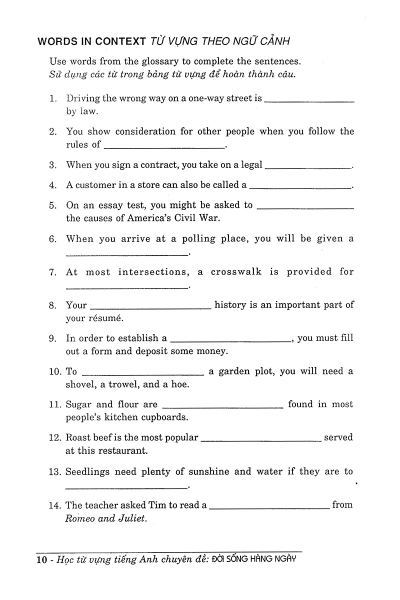 học từ vựng tiếng anh chuyên đề đời sống hằng ngày - Ảnh 7