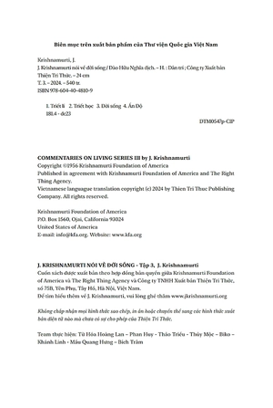 j. krishnamurti nói về đời sống - tập 3 - Ảnh 4