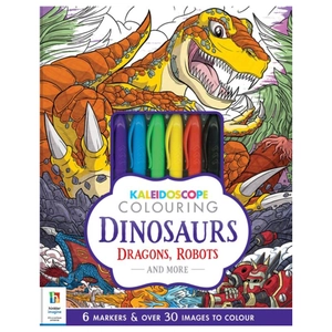 kaleidoscope colouring - dinosaurs dragons robots & more