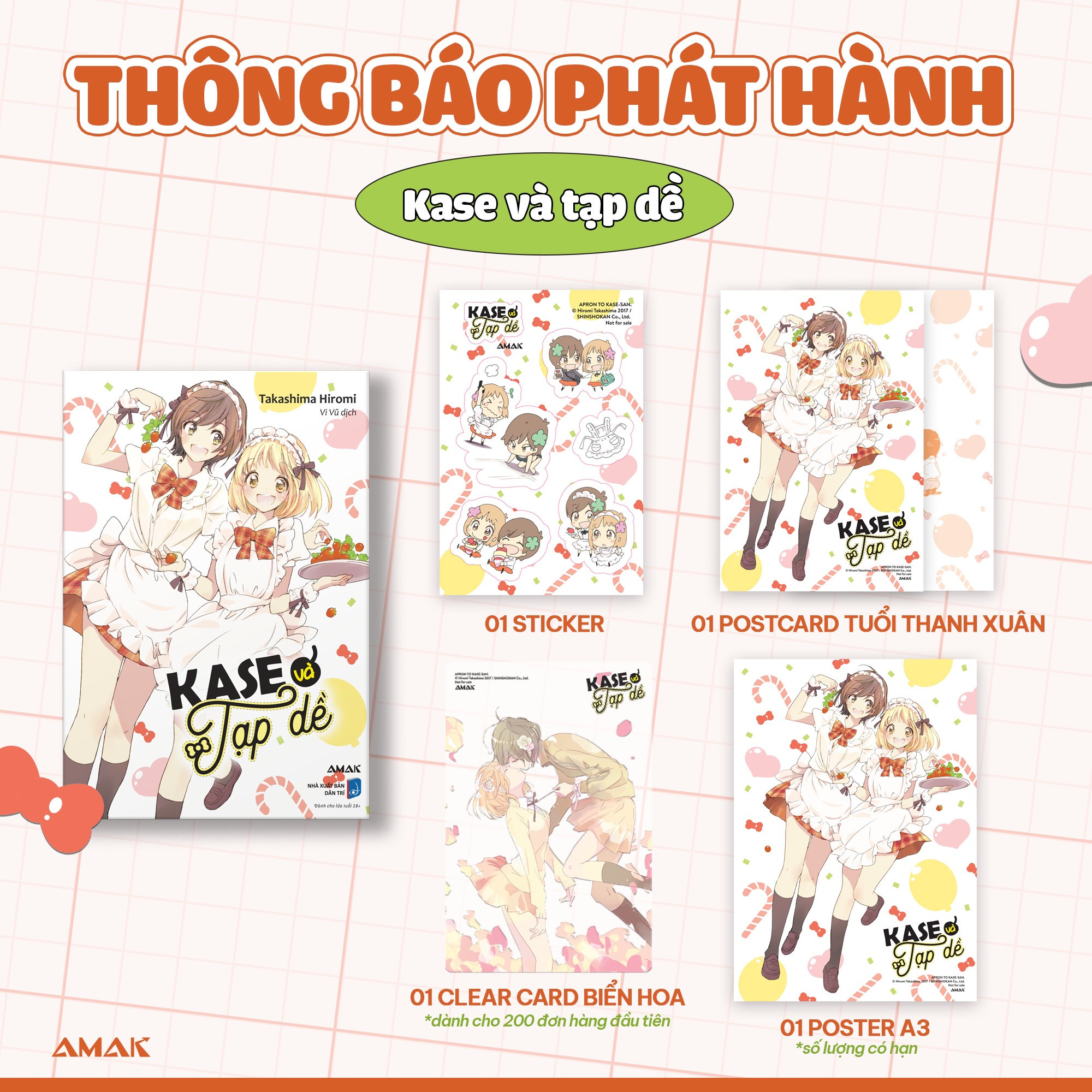 kase và tạp dề - tặng kèm postcard hai mặt “tuổi thanh xuân” + sticker chibi + clearcard “biển hoa” + poster a3 - Ảnh 2