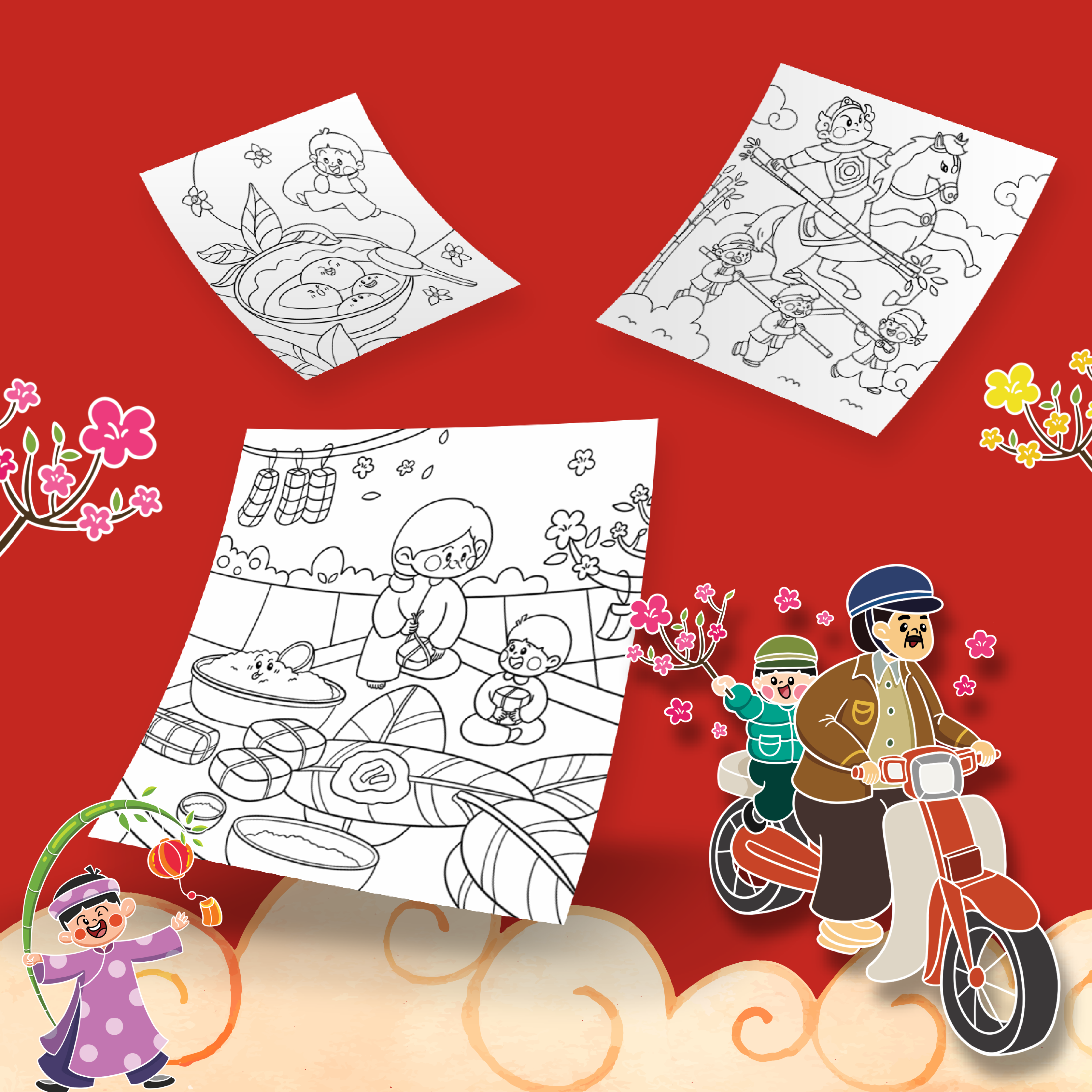 Khám Phá Lễ Hội Truyền Thống Việt Nam - Tô Màu Ngày Tết - Tặng Kèm Sticker - Ảnh 4