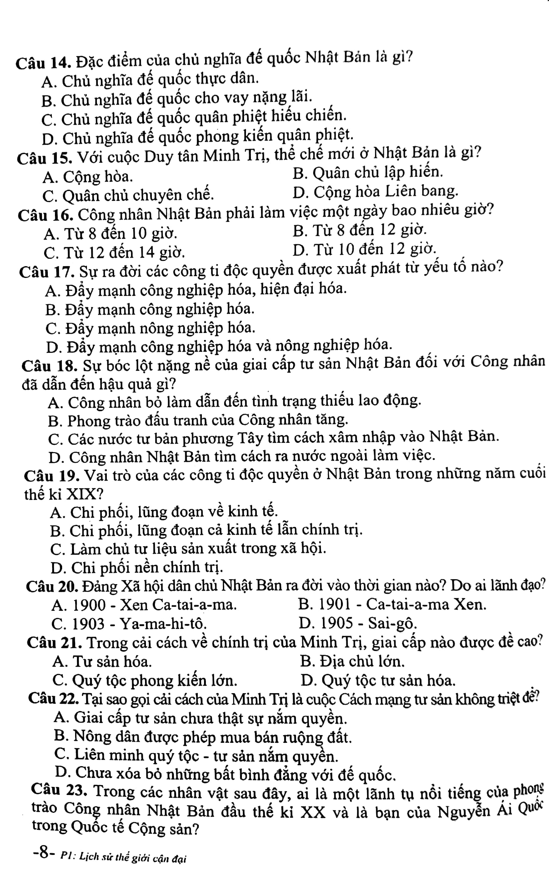 kiến thức trọng tâm và câu hỏi trắc nghiệm khách quan lịch sử 11 - Ảnh 7