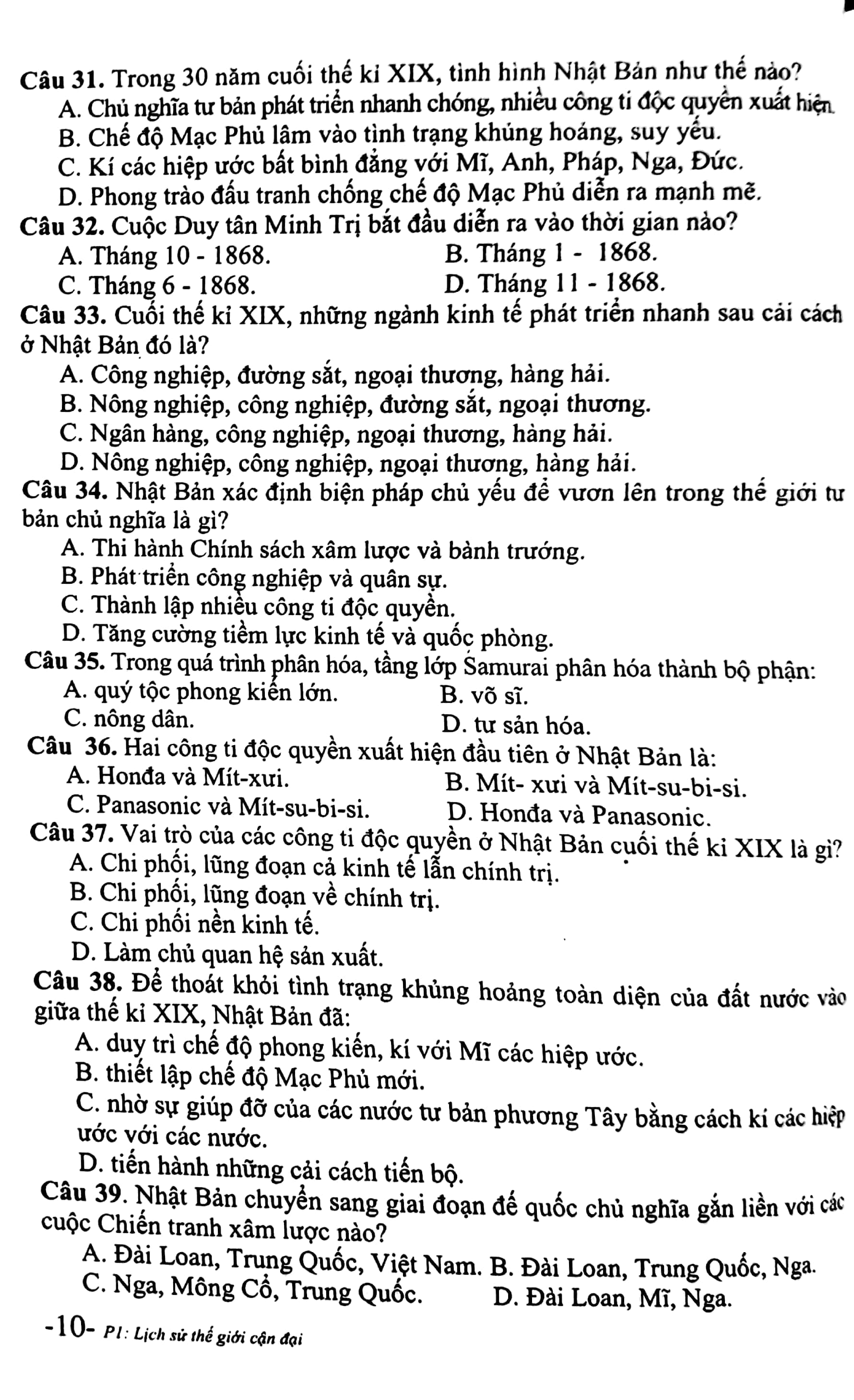 kiến thức trọng tâm và câu hỏi trắc nghiệm khách quan lịch sử 11 - Ảnh 9