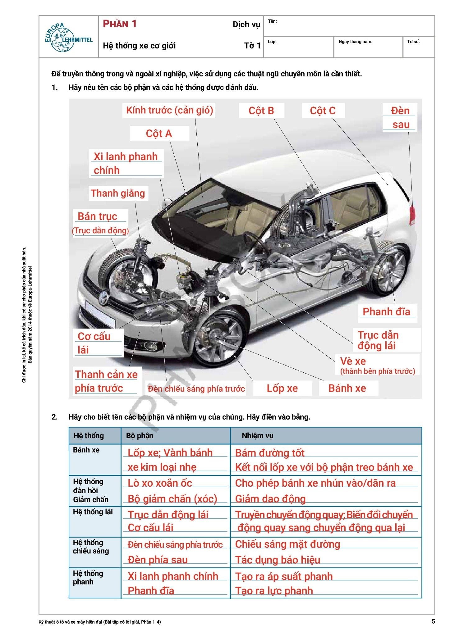 kỹ thuật ô tô và xe máy hiện đại - bài tập có lời giải - Ảnh 3
