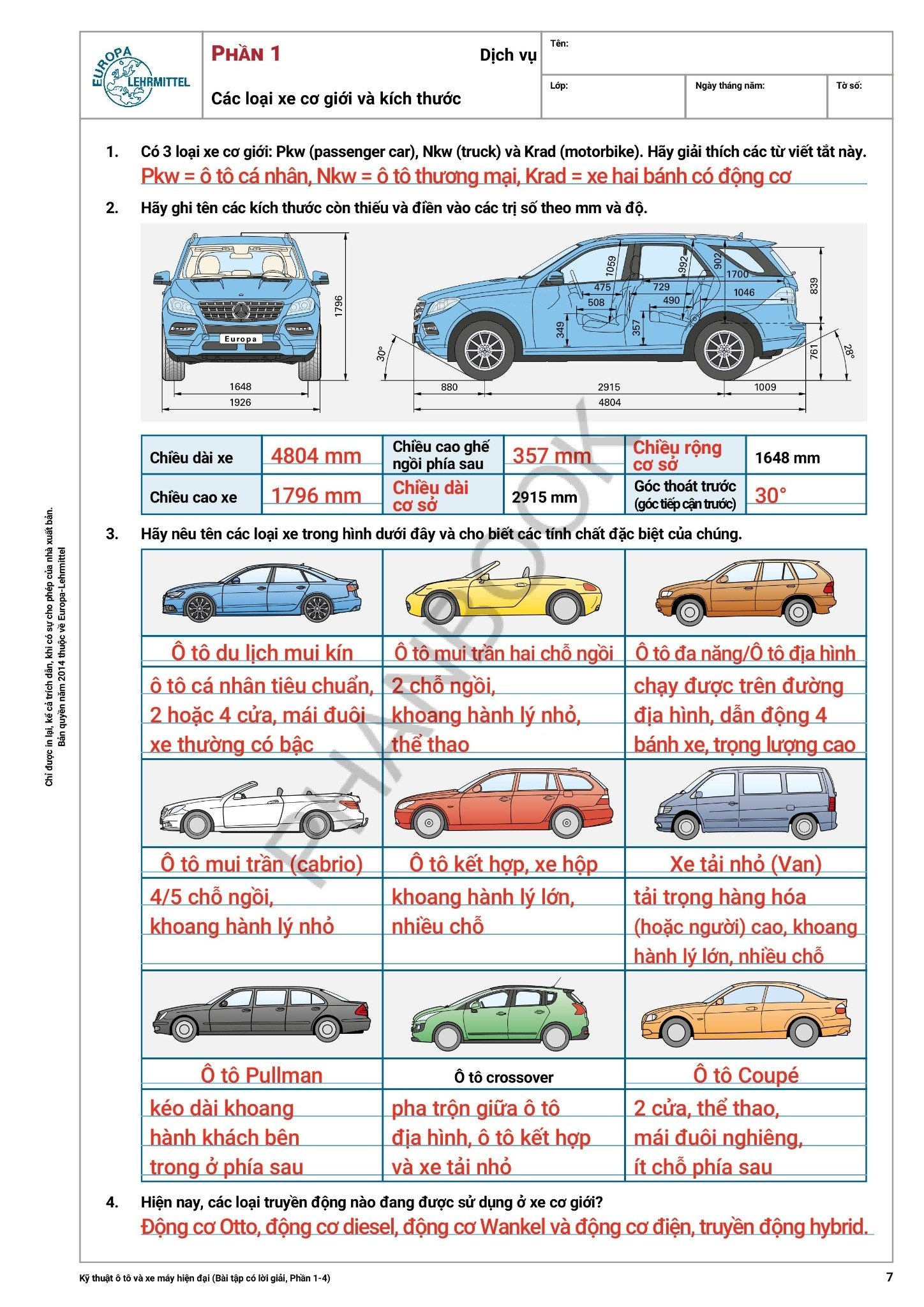 kỹ thuật ô tô và xe máy hiện đại - bài tập có lời giải - Ảnh 5