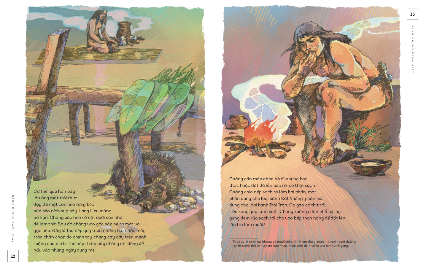 lịch sử việt nam bằng tranh - bánh chưng bánh giầy - bản màu - bìa cứng - Ảnh 7