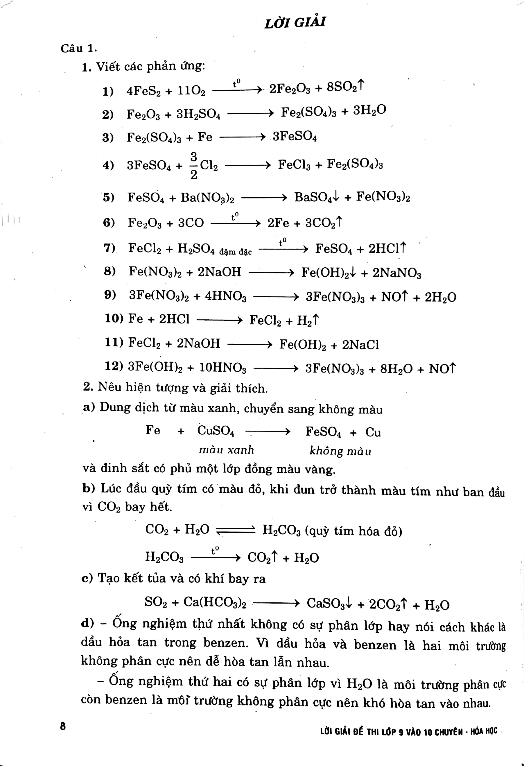 lời giải đề thi lớp 9 vào 10 môn hóa (các trường chuyên, lớp chuyên) - Ảnh 7