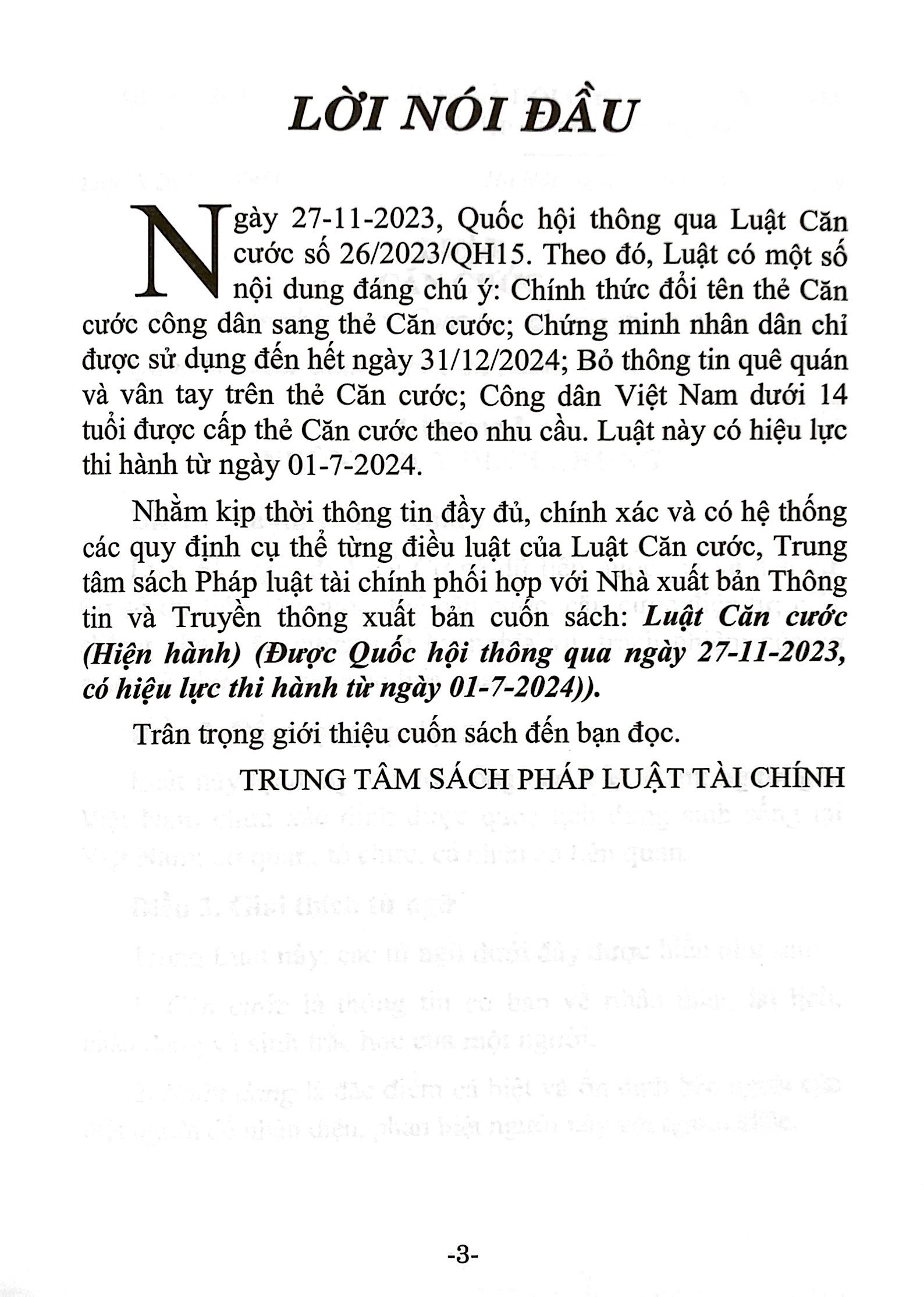 luật căn cước (hiện hành) (được quốc hội thông qua ngày 27/11/2023, có hiệu lực thi hành từ ngày 01/7/2024) - Ảnh 3