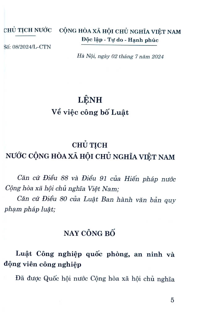 luật công nghiệp quốc phòng, an ninh và động viên công nghiệp 2024 - Ảnh 3