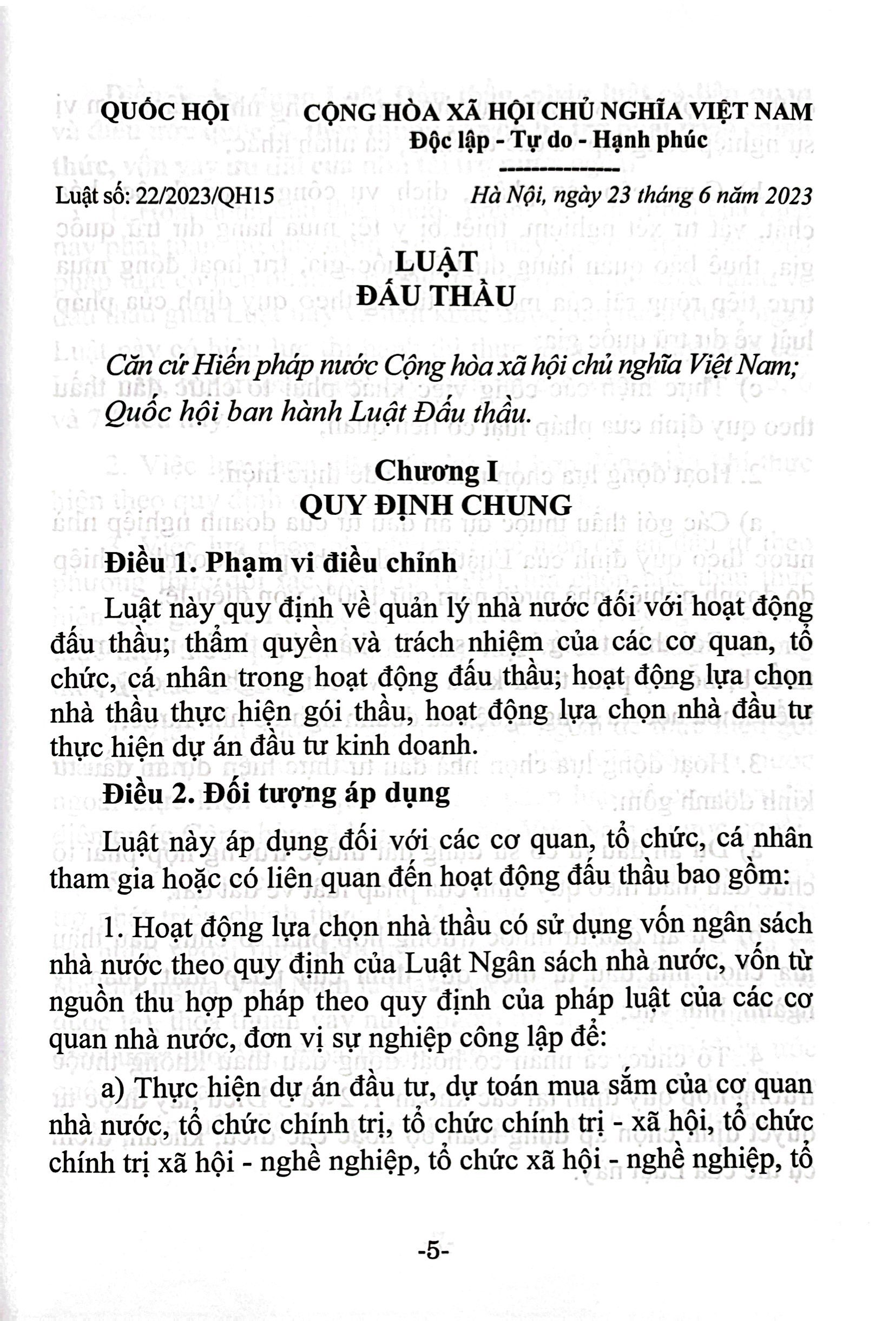 luật đấu thầu (hiện hành) (được quốc hội thông qua ngày 23/6/2023, có hiệu lực từ ngày 01/01/2024) - Ảnh 4