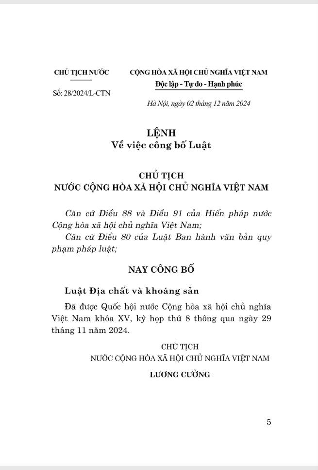 Luật Địa Chất Và Khoáng Sản Năm 2024 - Ảnh 3