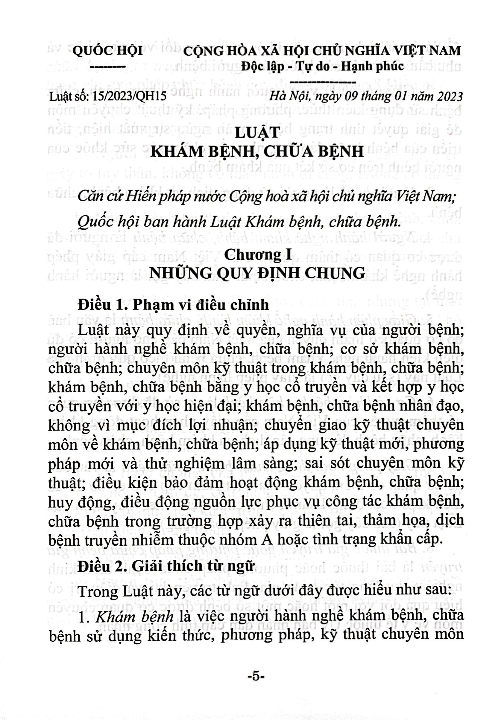 luật khám bệnh, chữa bệnh (hiện hành) (được quốc hội thông qua ngày 09/01/2023, có hiệu lực từ ngày 01/01/2024) - Ảnh 4