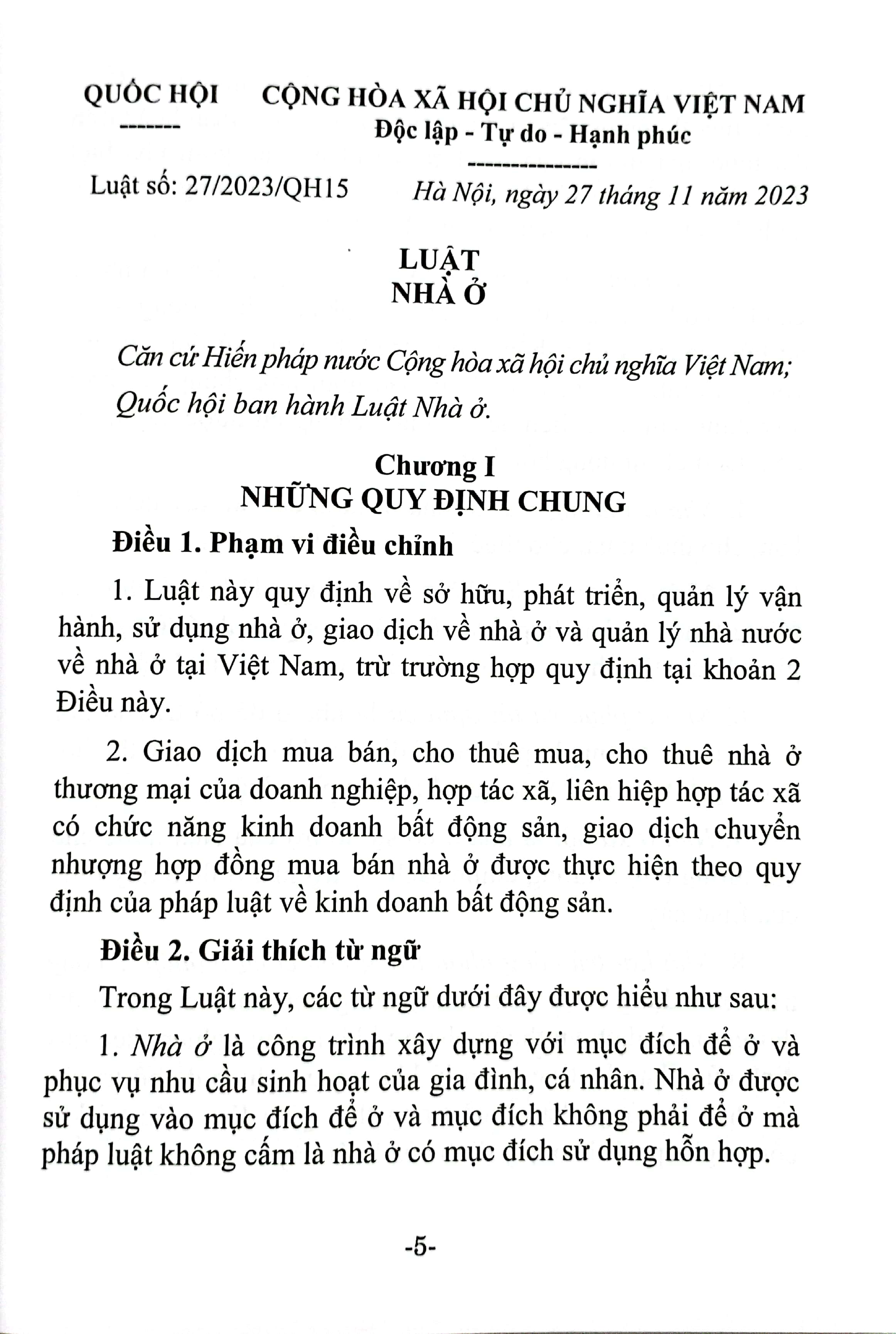 luật nhà ở (hiện hành) (được quốc hội thông qua ngày 27-11-2023, có hiệu lực từ ngày 01-01-2025) - Ảnh 5