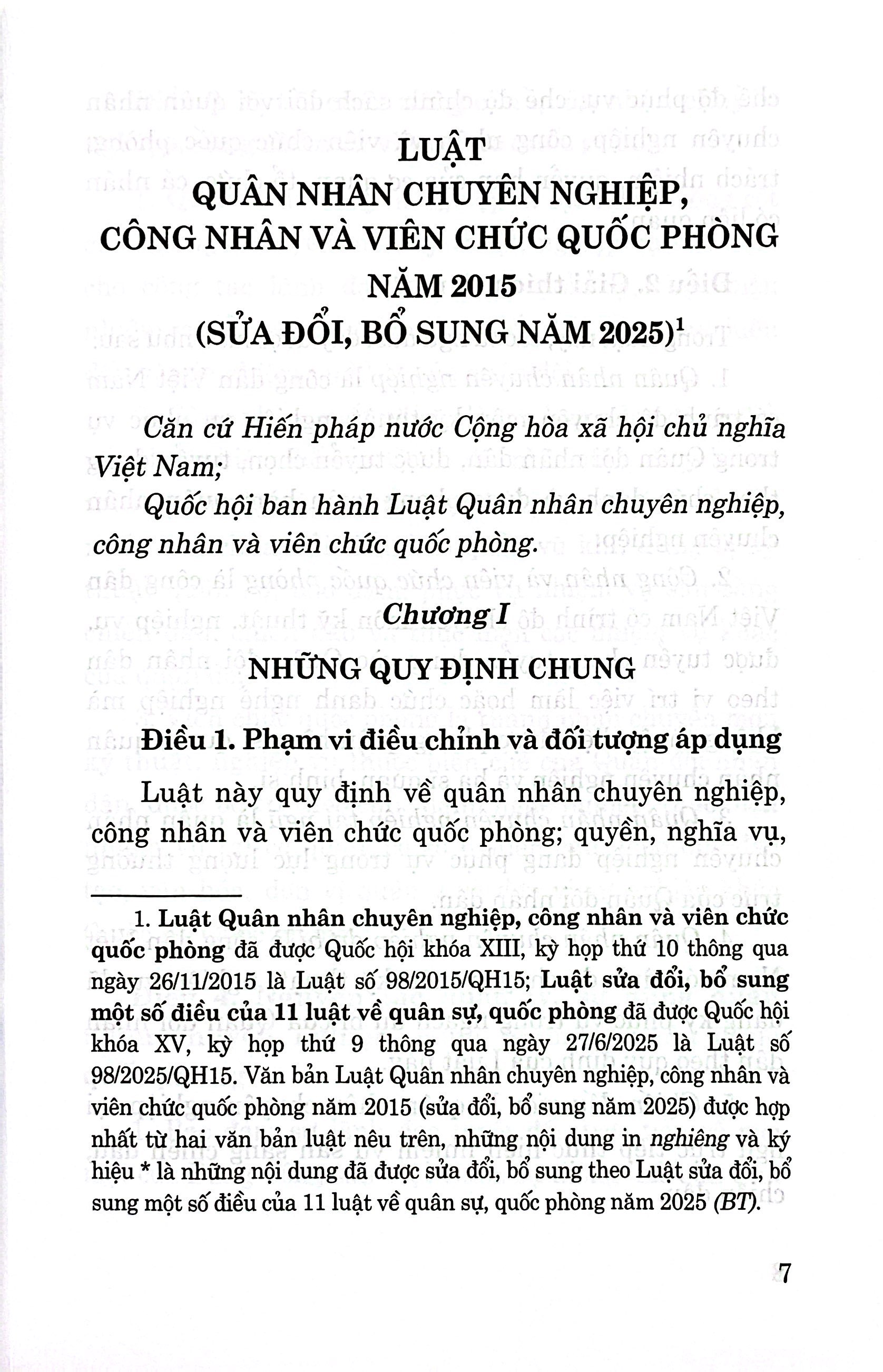 Luật Quân Nhân Chuyên Nghiệp, Công Nhân Và Viên Chức Quốc Phòng Năm 2015 (Sửa Đổi, Bổ Sung Năm 2025) - Ảnh 4