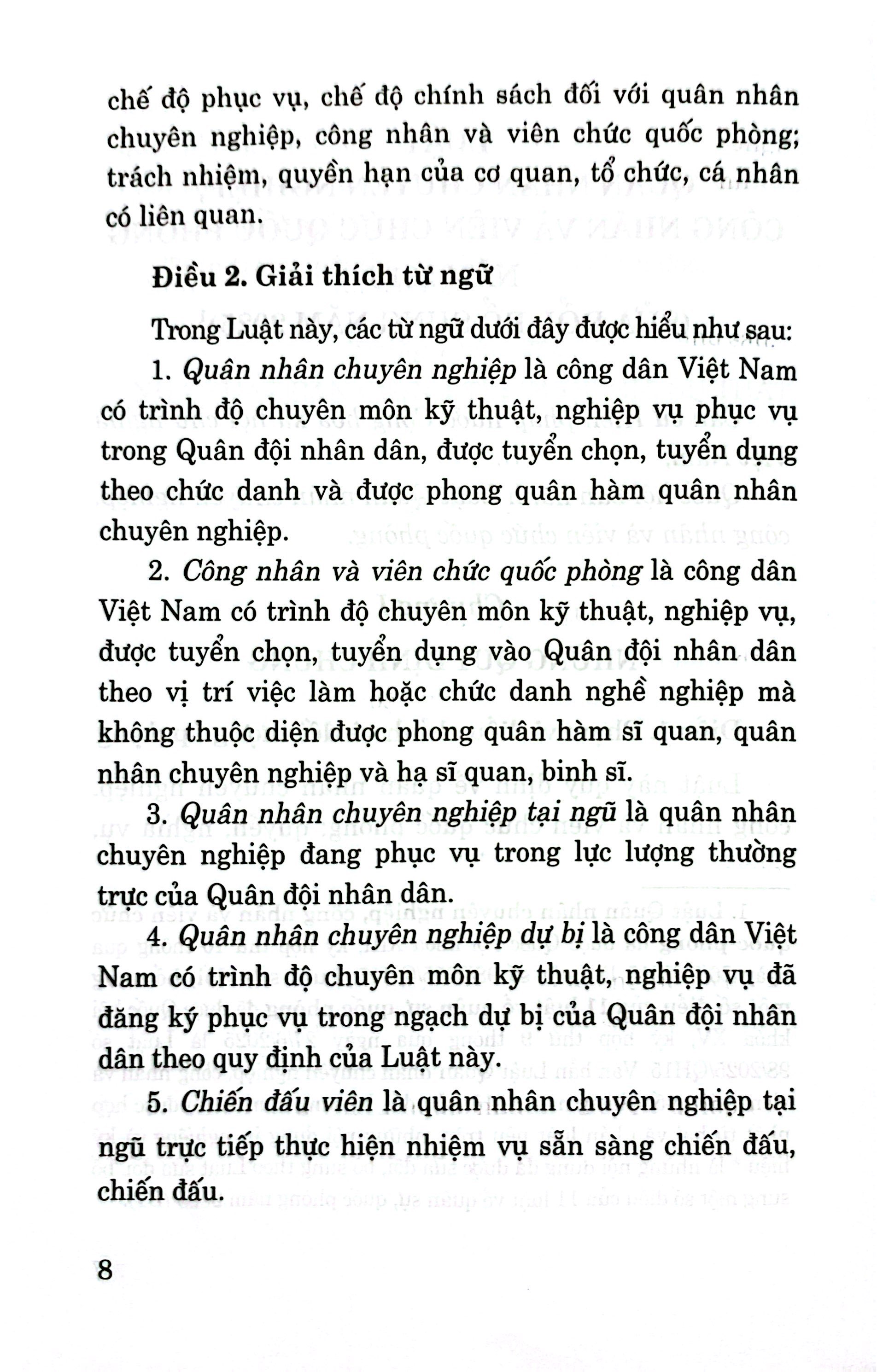 Luật Quân Nhân Chuyên Nghiệp, Công Nhân Và Viên Chức Quốc Phòng Năm 2015 (Sửa Đổi, Bổ Sung Năm 2025) - Ảnh 5