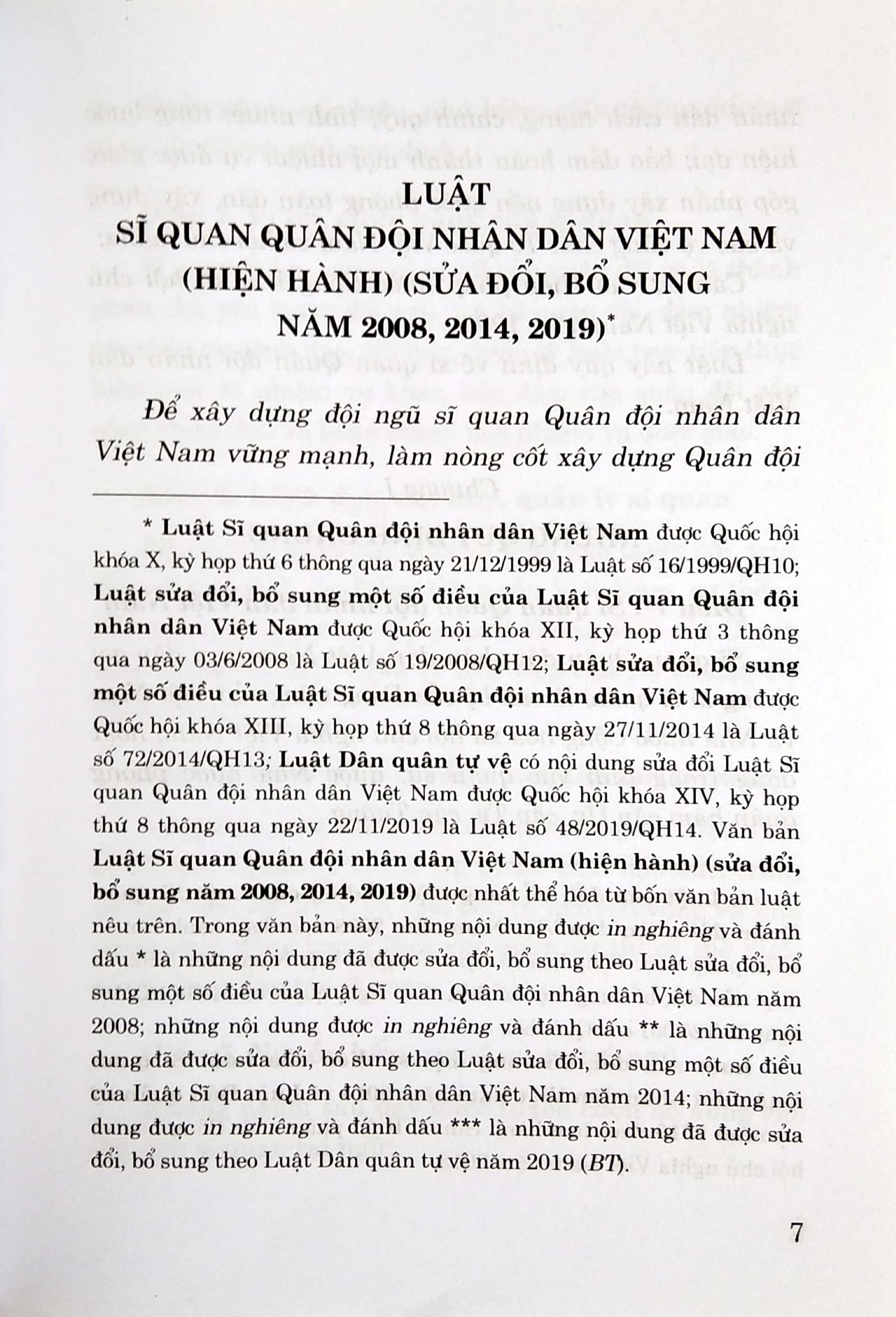 luật sĩ quan quân đội nhân dân việt nam (hiện hành) (sửa đổi, bổ sung năm 2008, 2014, 2019) - Ảnh 5