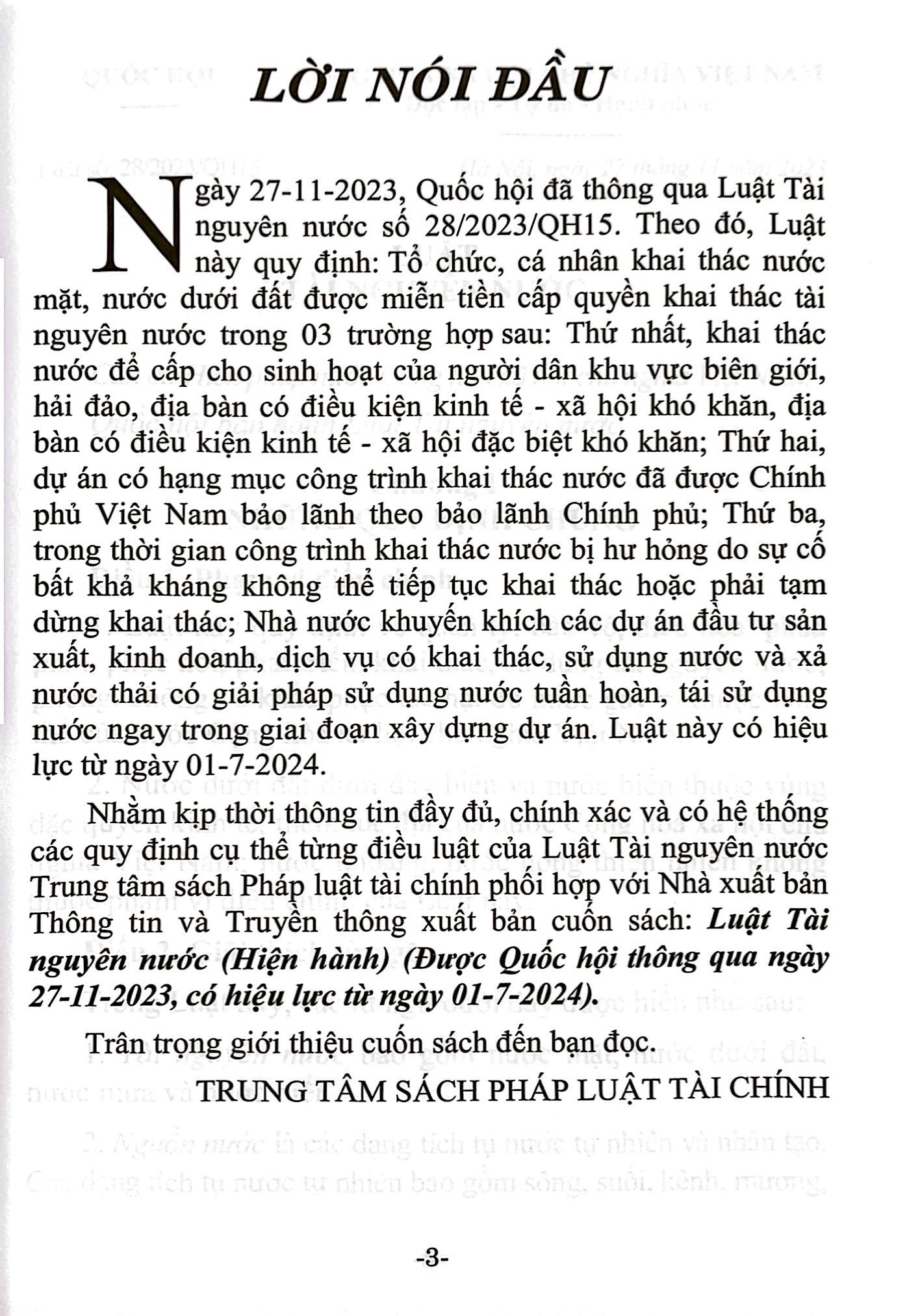 luật tài nguyên nước (hiện hành) (được quốc hội thông qua ngày 27/11/2023, có hiệu lực từ ngày 01/7/2024) - Ảnh 3