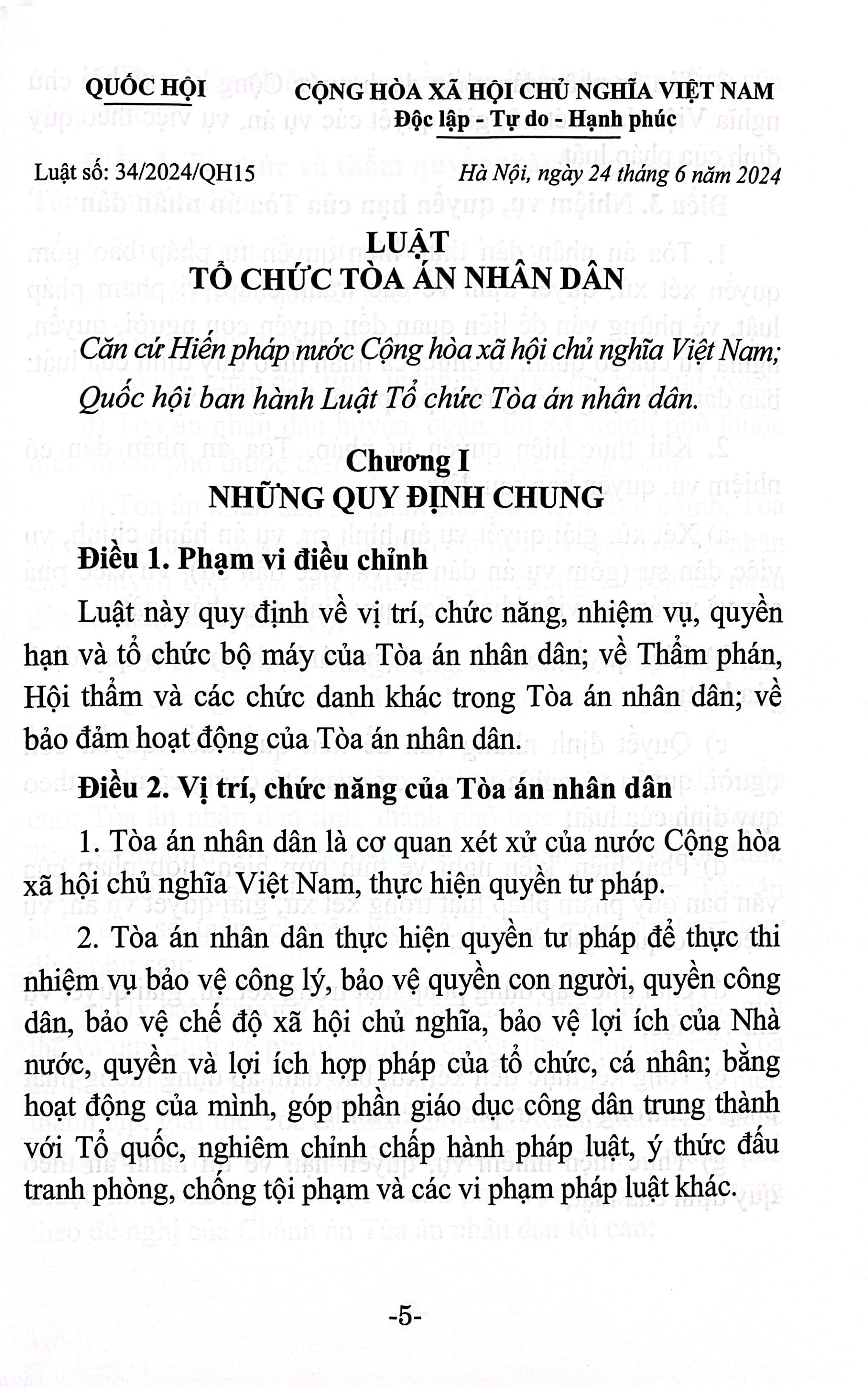 Luật Tổ Chức Tòa Án Nhân Dân (Sửa Đổi, Bổ Sung Năm 2025) - Ảnh 5