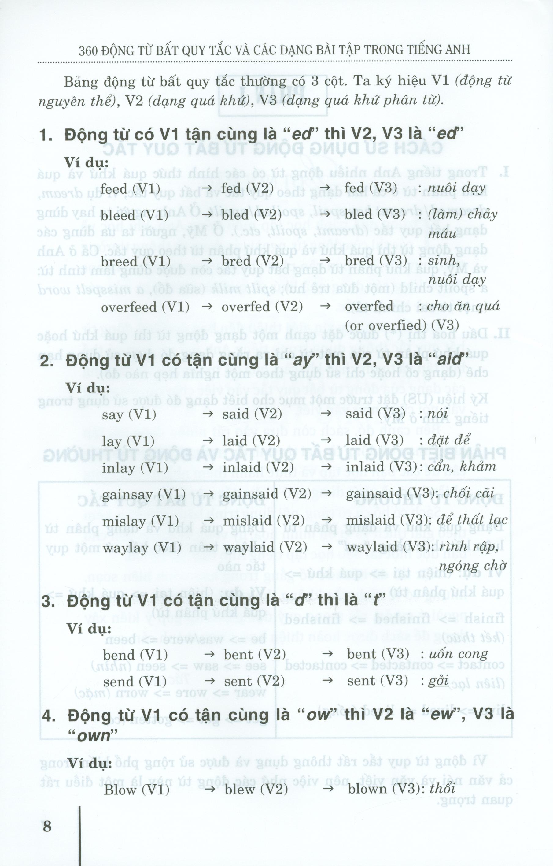 luyện trí nhớ 360 động từ bất quy tắc và các dạng bài tập trong tiếng anh - Ảnh 5