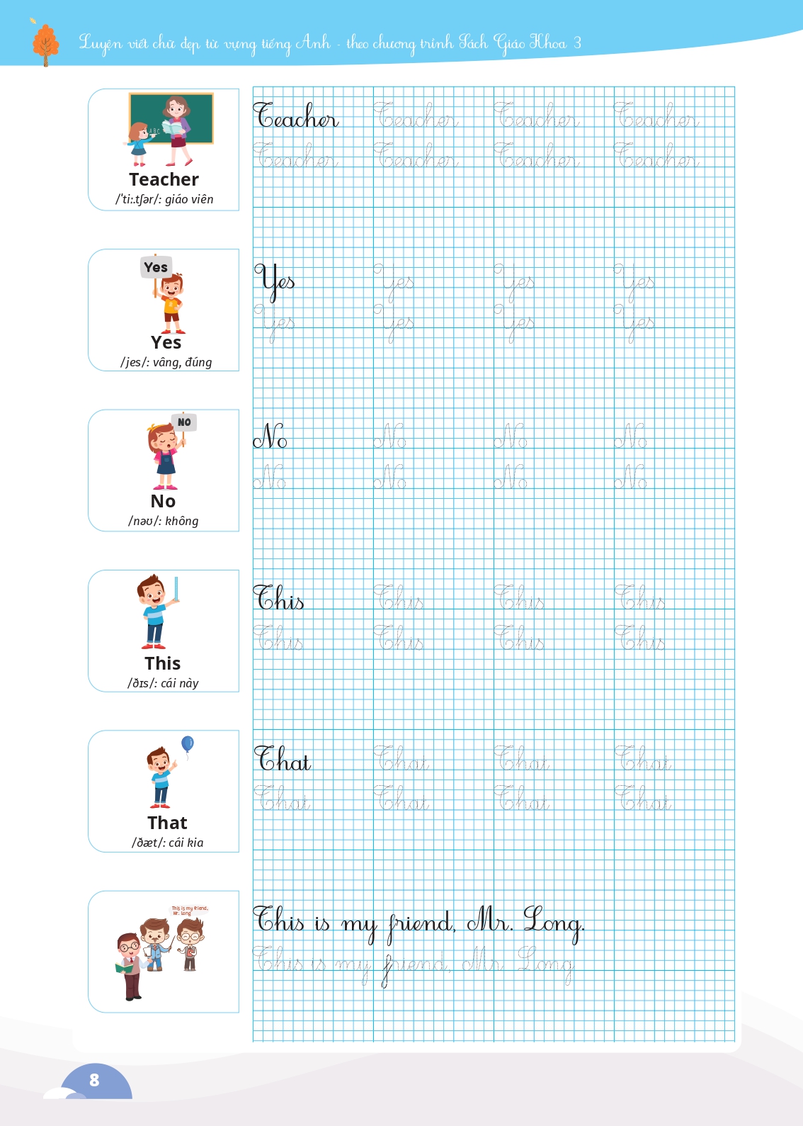 luyện viết chữ đẹp từ vựng tiếng anh - theo chương trình sách giáo khoa 3 - Ảnh 9