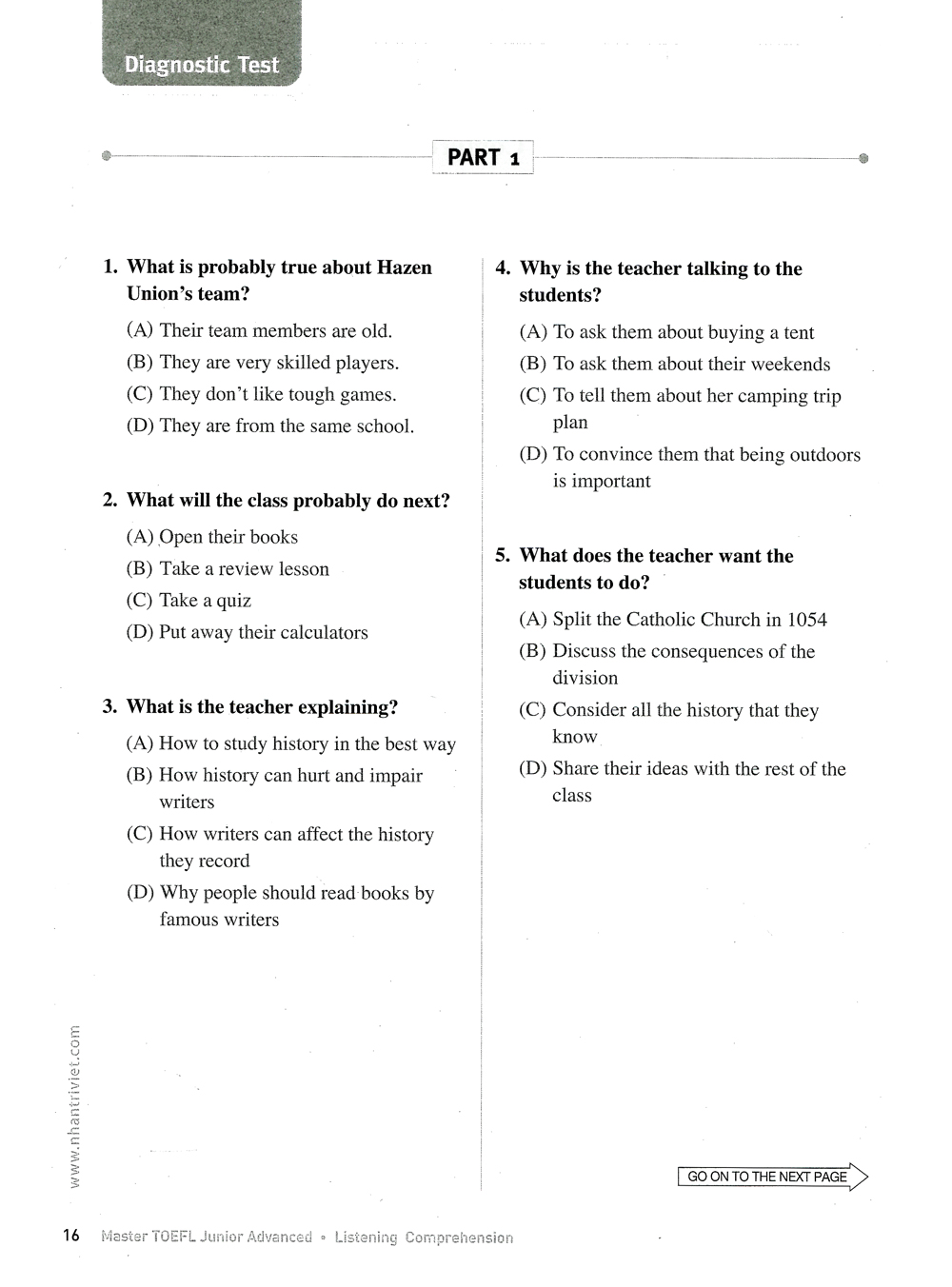 master toefl junior-advanced (cefr level b2)-listening comprehension (+cd) - Ảnh 5