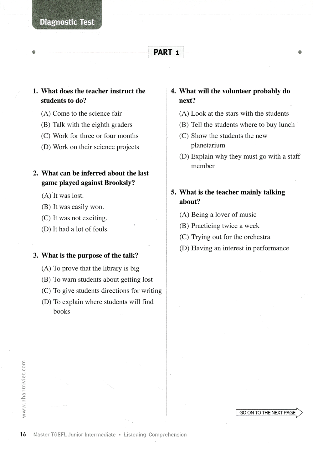 master toefl junior intermediate: listening comprehension - Ảnh 4