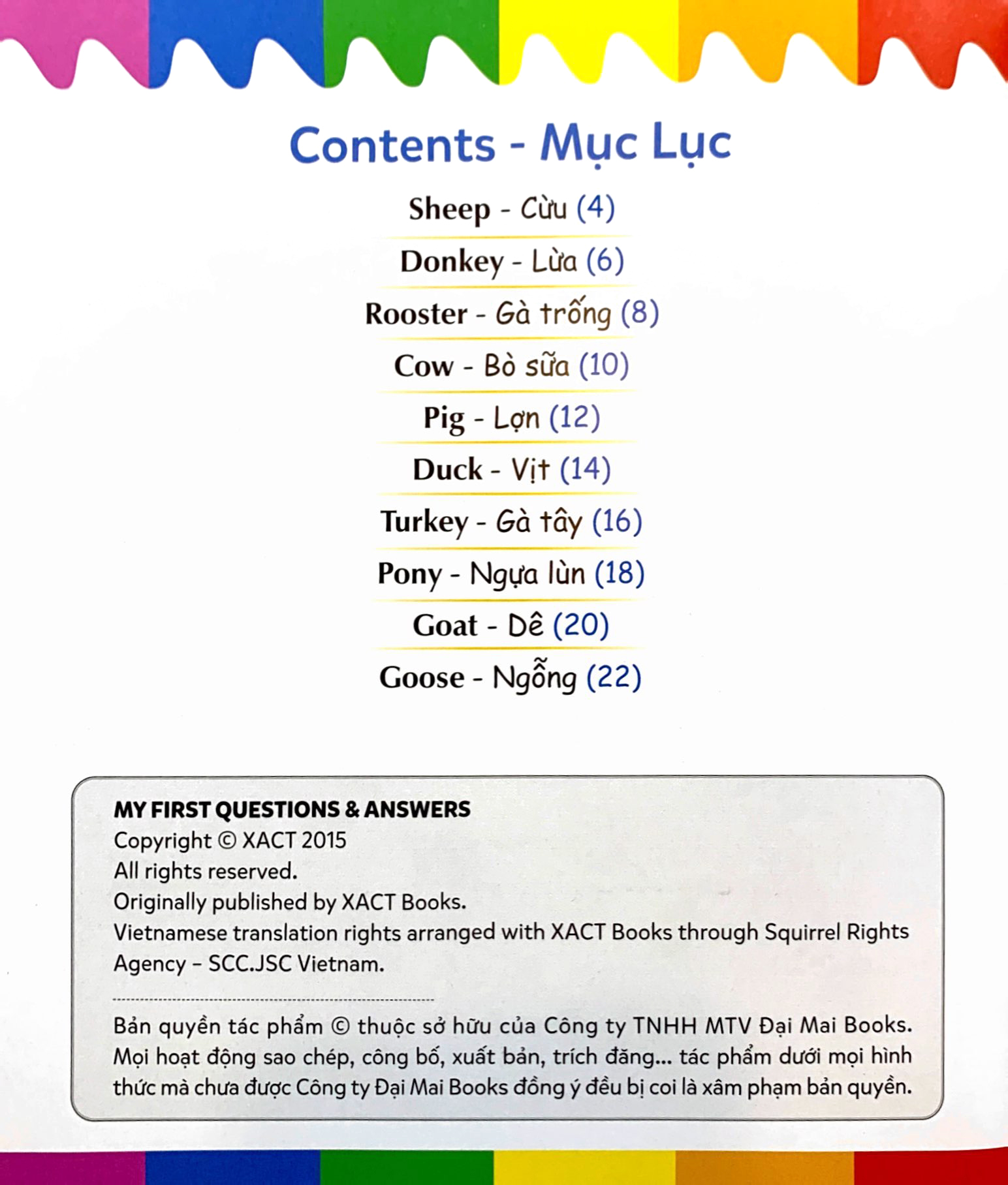 mẹ hỏi bé trả lời - song ngữ anh-việt - farm animals - động vật nuôi (dành cho trẻ từ 2-7 tuổi) - Ảnh 3