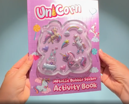 metallic bubble sticker activity book - unicorn - Ảnh 2