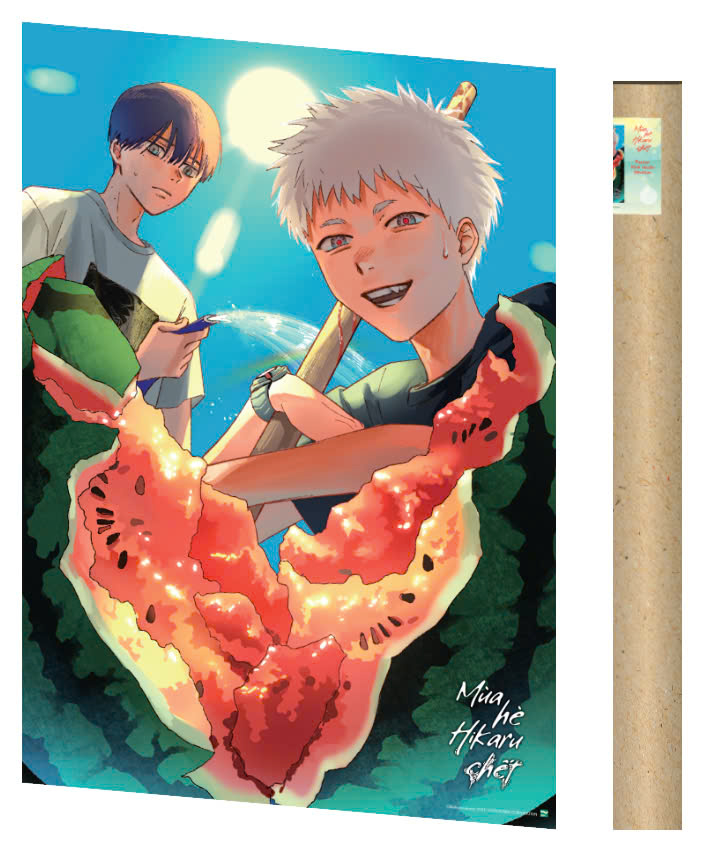 mùa hè hikaru chết - tập 4 - bản sưu tầm - tặng kèm bìa đặc biệt hai mặt + leaflet ngoại truyện + postcard + móc khóa dây chuông + poster kèm tube - Ảnh 7