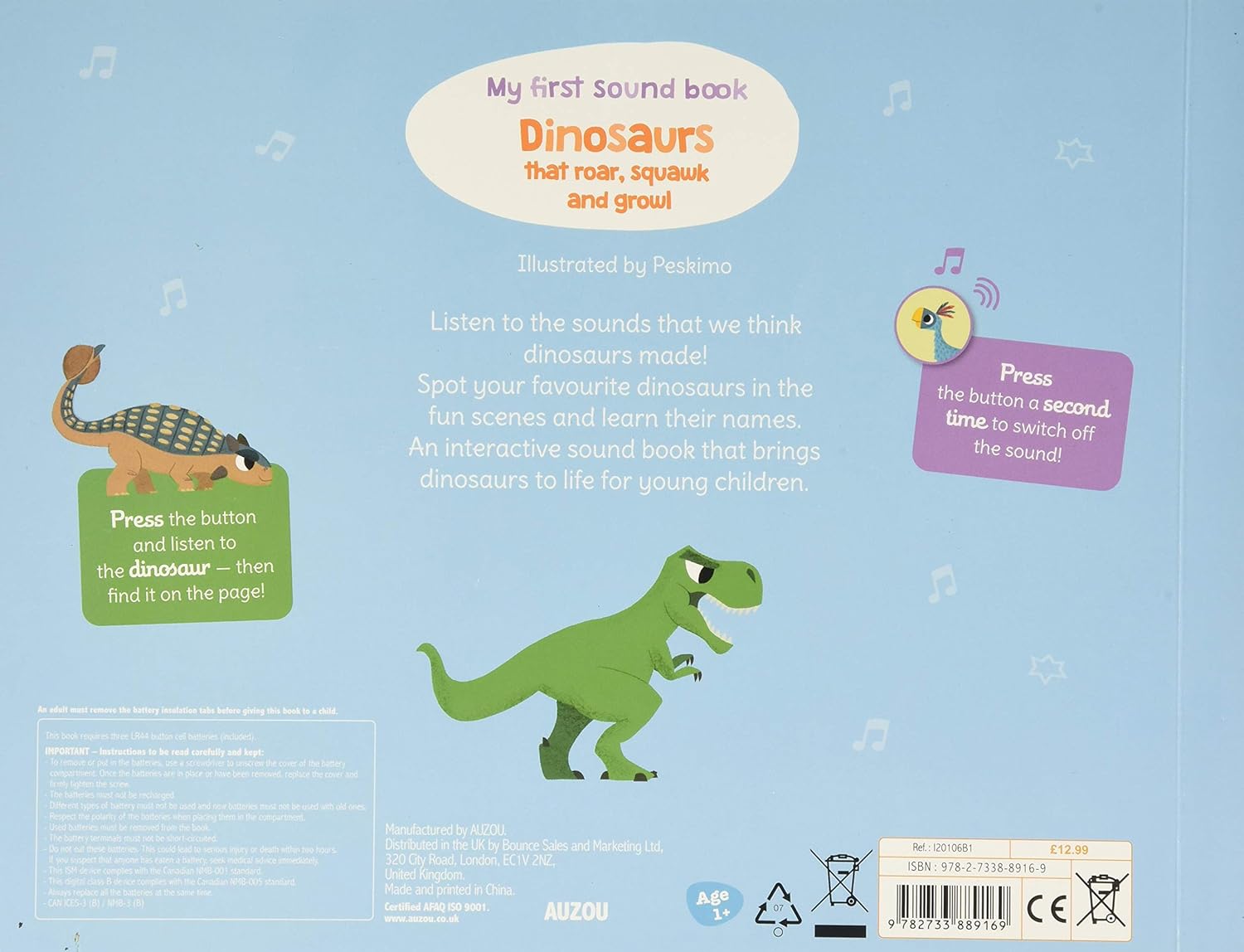 my first sound book: dinosaurs that roar, squawk and growl - Ảnh 4