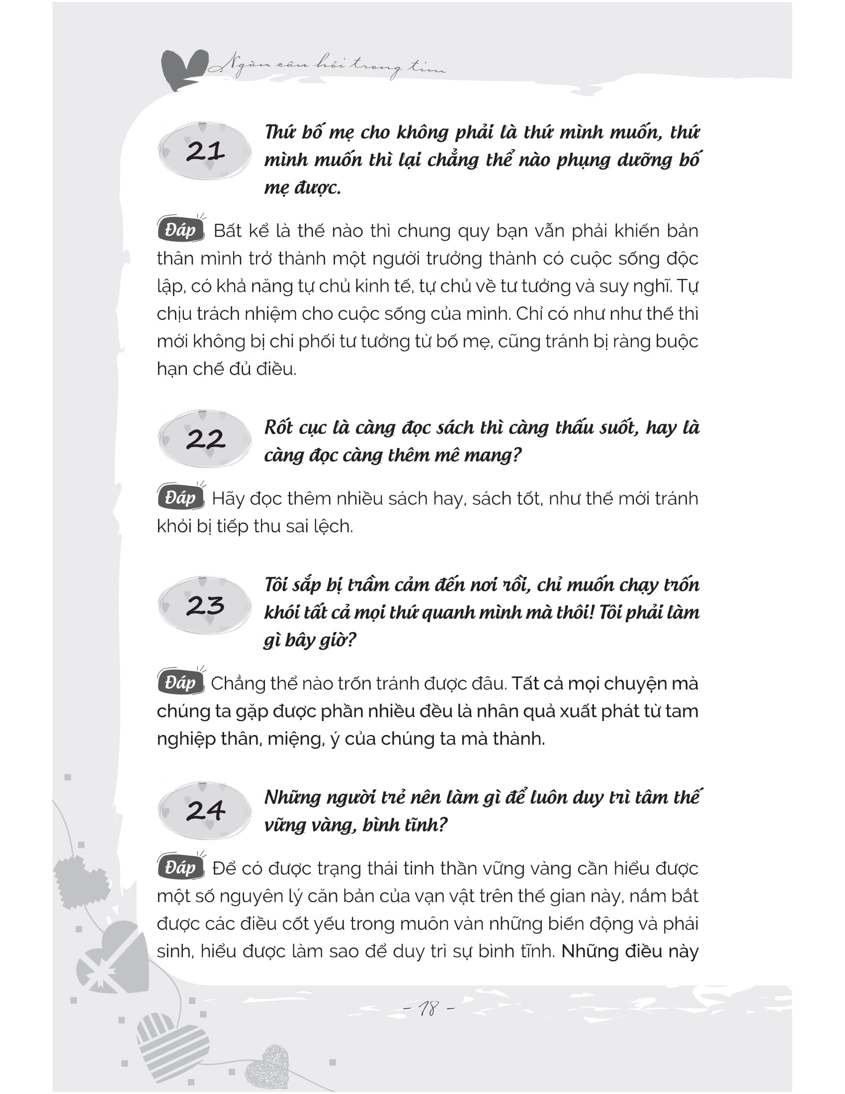 ngàn câu hỏi trong tim: sống thanh tâm tĩnh, sống vui tâm an - Ảnh 13