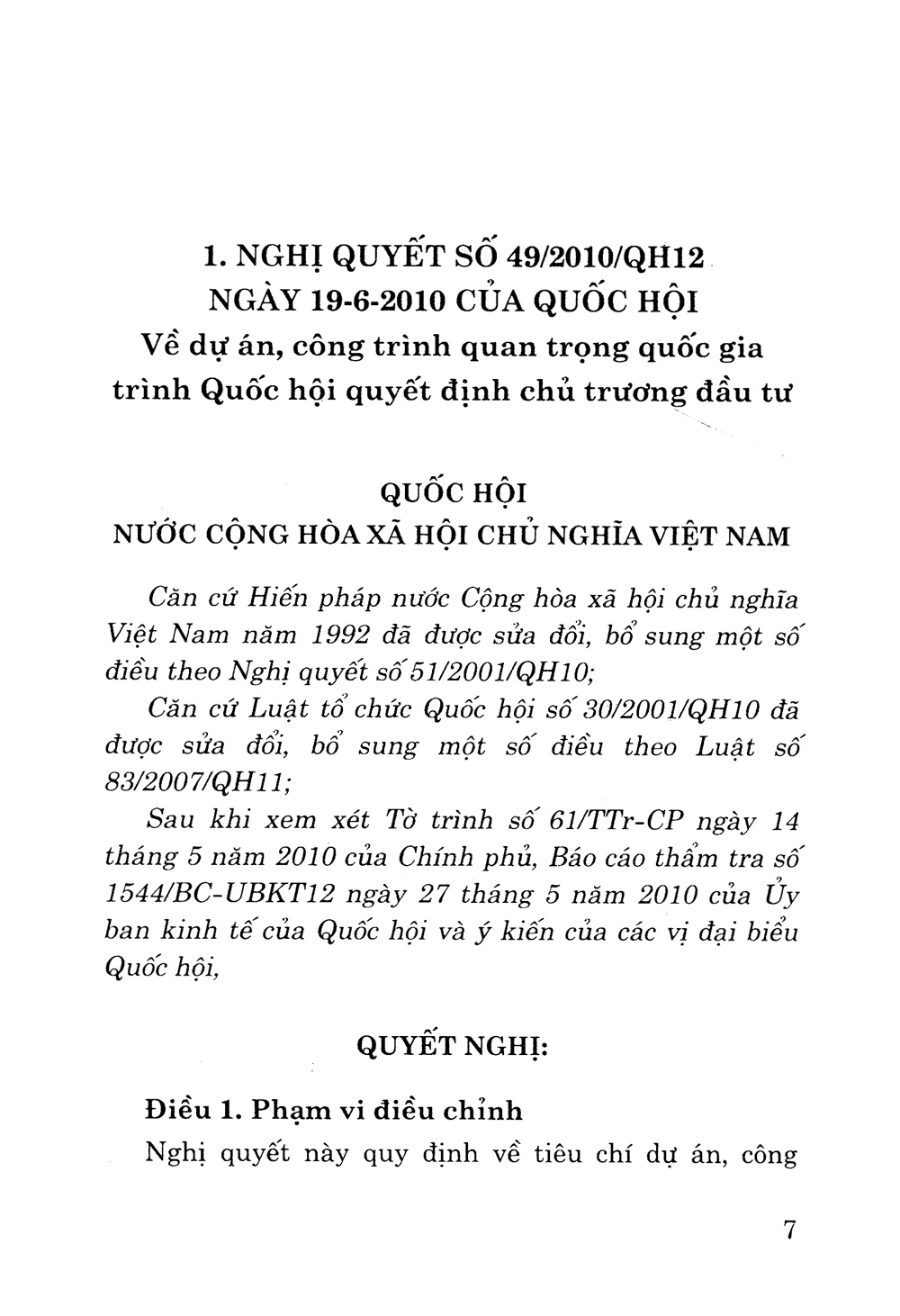 nghị quyết số 49/2010/qh12 về dự án, công trình quan trọng quốc gia trình quốc hội quyết định chủ trương đầu tư và văn bản hướng dẫn thi hành - Ảnh 5