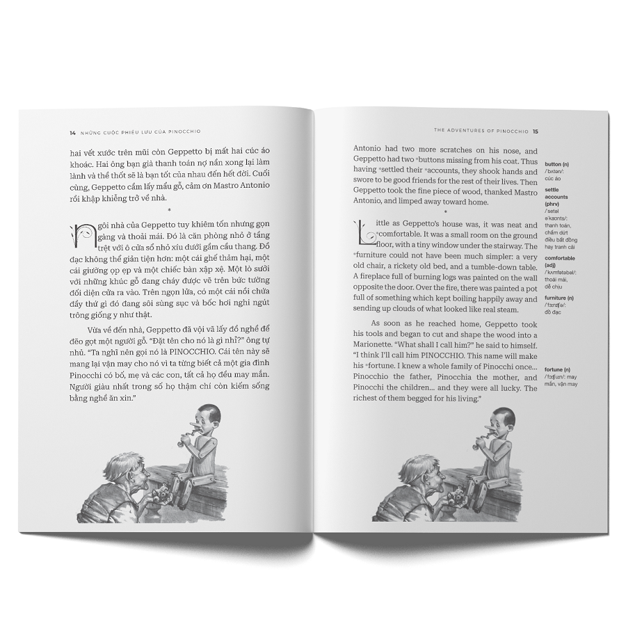 những cuộc phiêu lưu của pinocchio - song ngữ việt-anh (tái bản 2024) - Ảnh 5