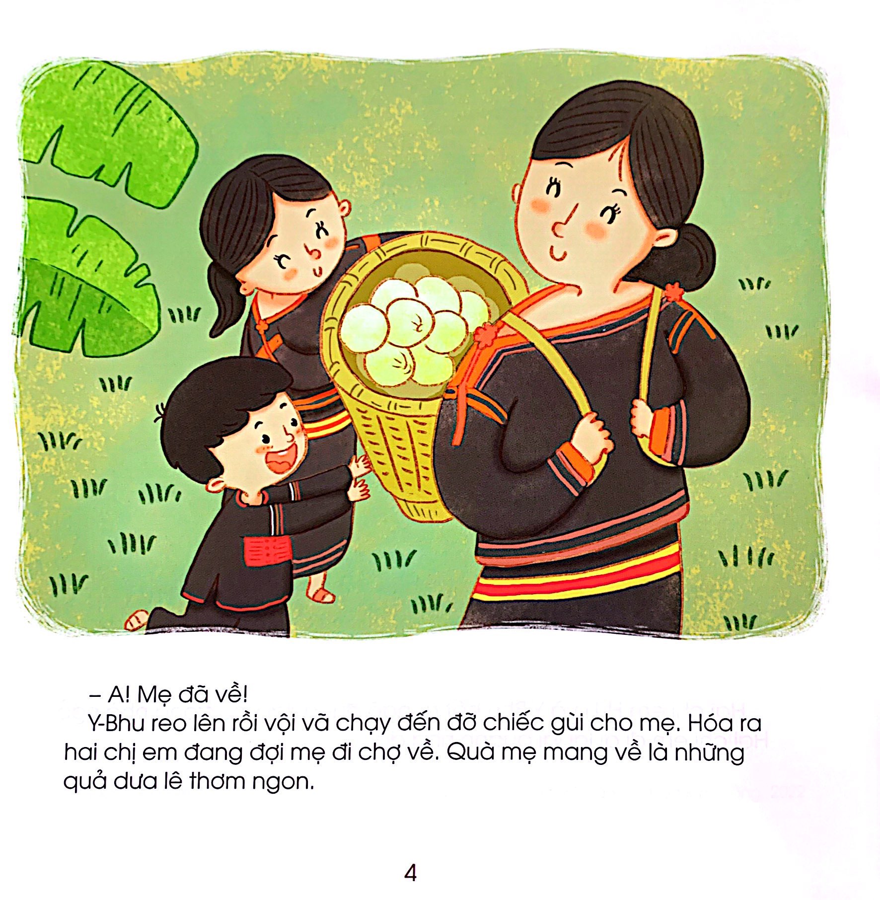 những đứa trẻ hạnh phúc - cây dưa lê và hai đứa trẻ - bạn nhỏ dân tộc ê đê (tái bản 2024) - Ảnh 4