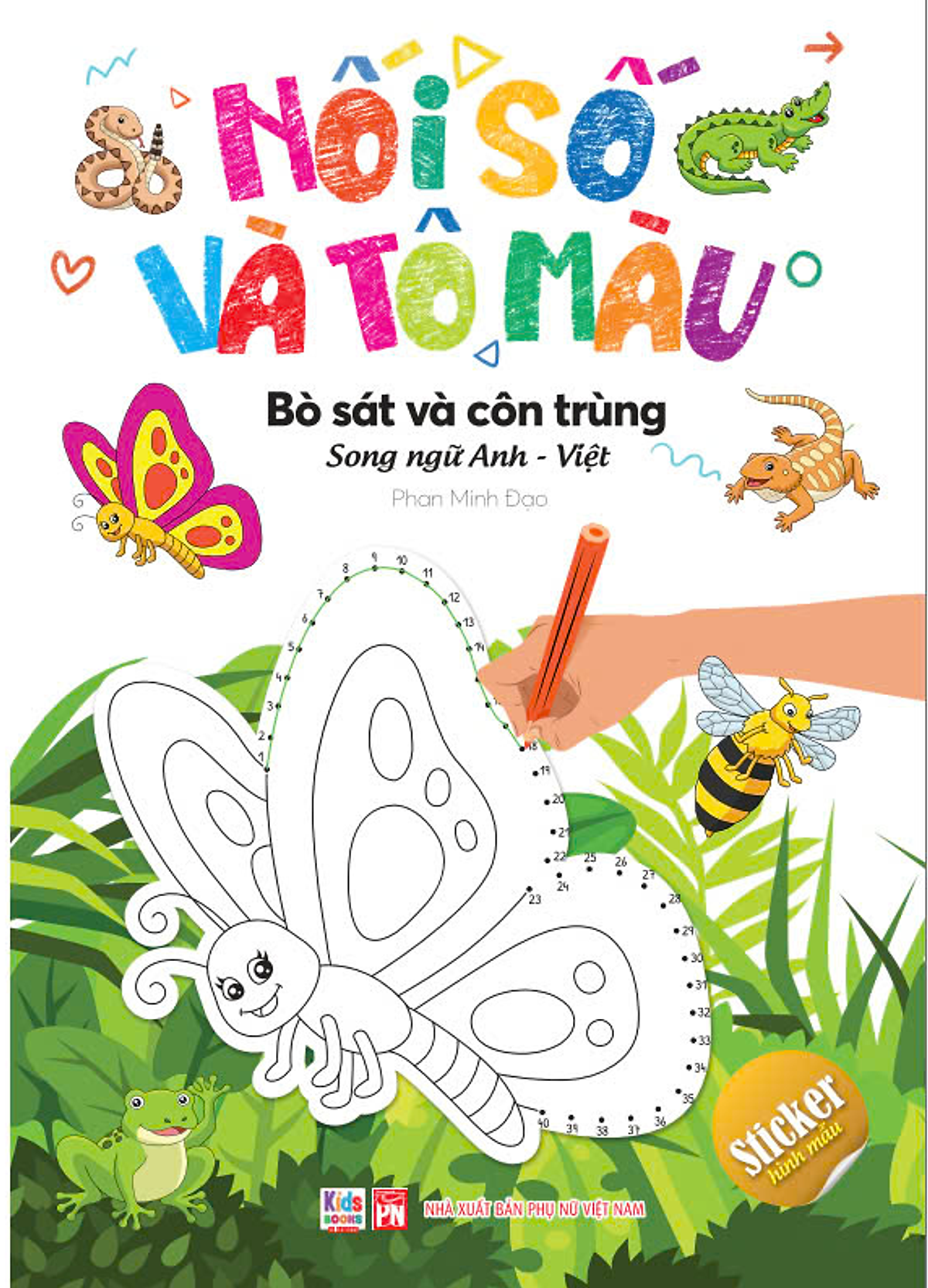 nối số và tô màu - bò sát và côn trùng - song ngữ anh-việt - Ảnh 2